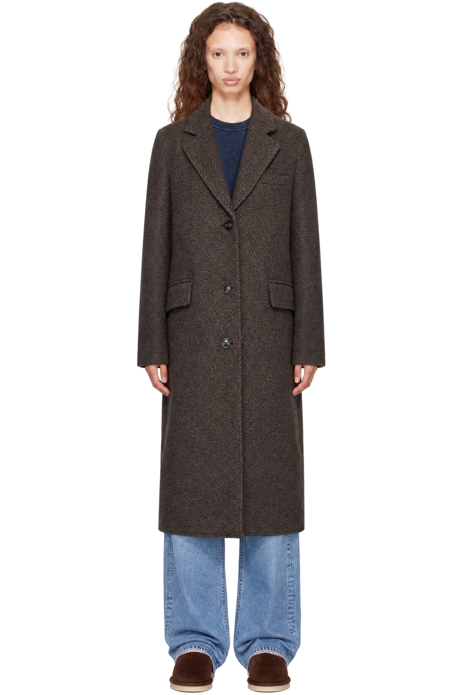 COOR - Brown Wool-Blend Twill Single Coat