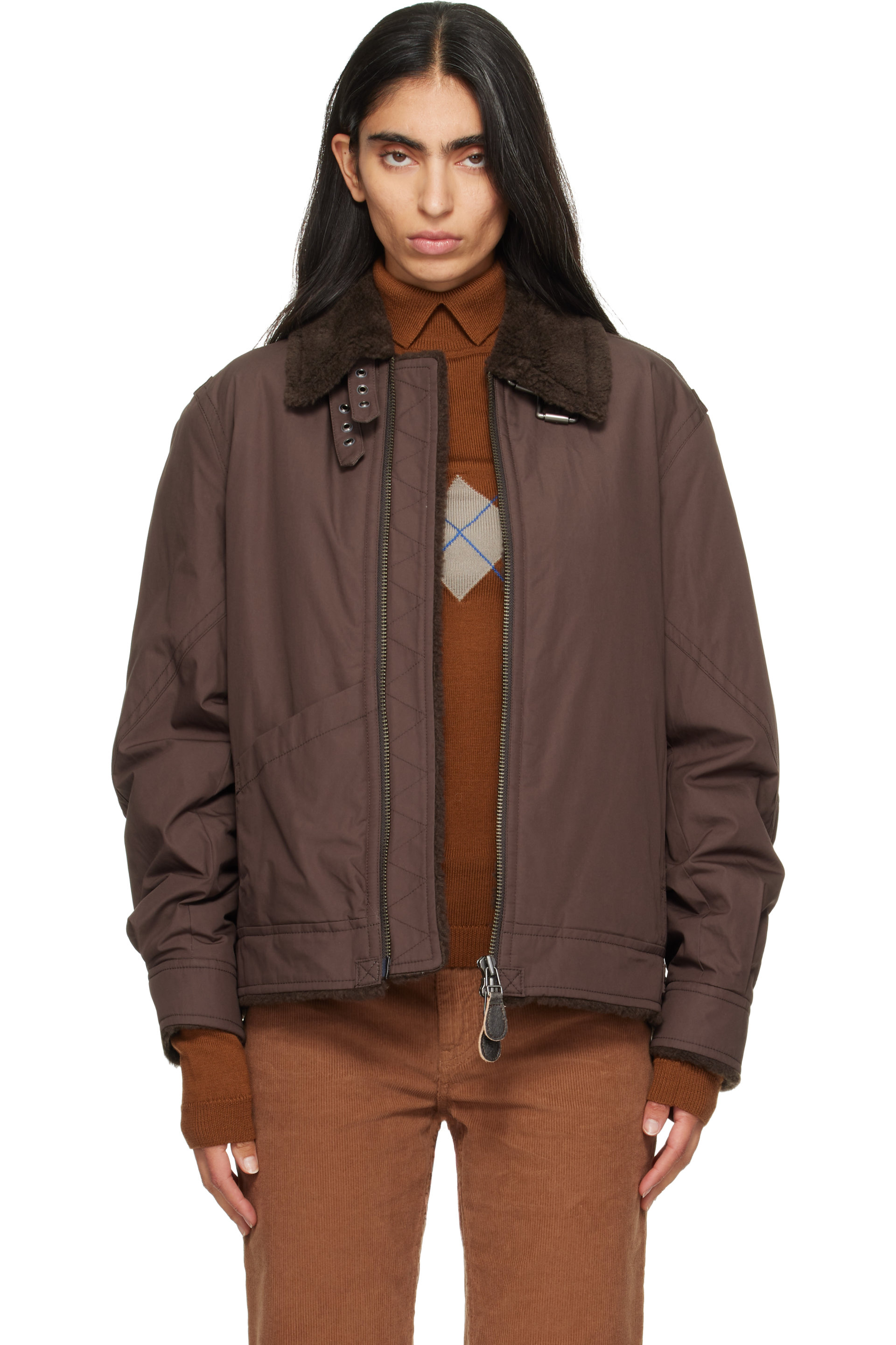 COOR - Brown Fleece Lined Cotton B-3 Jacket