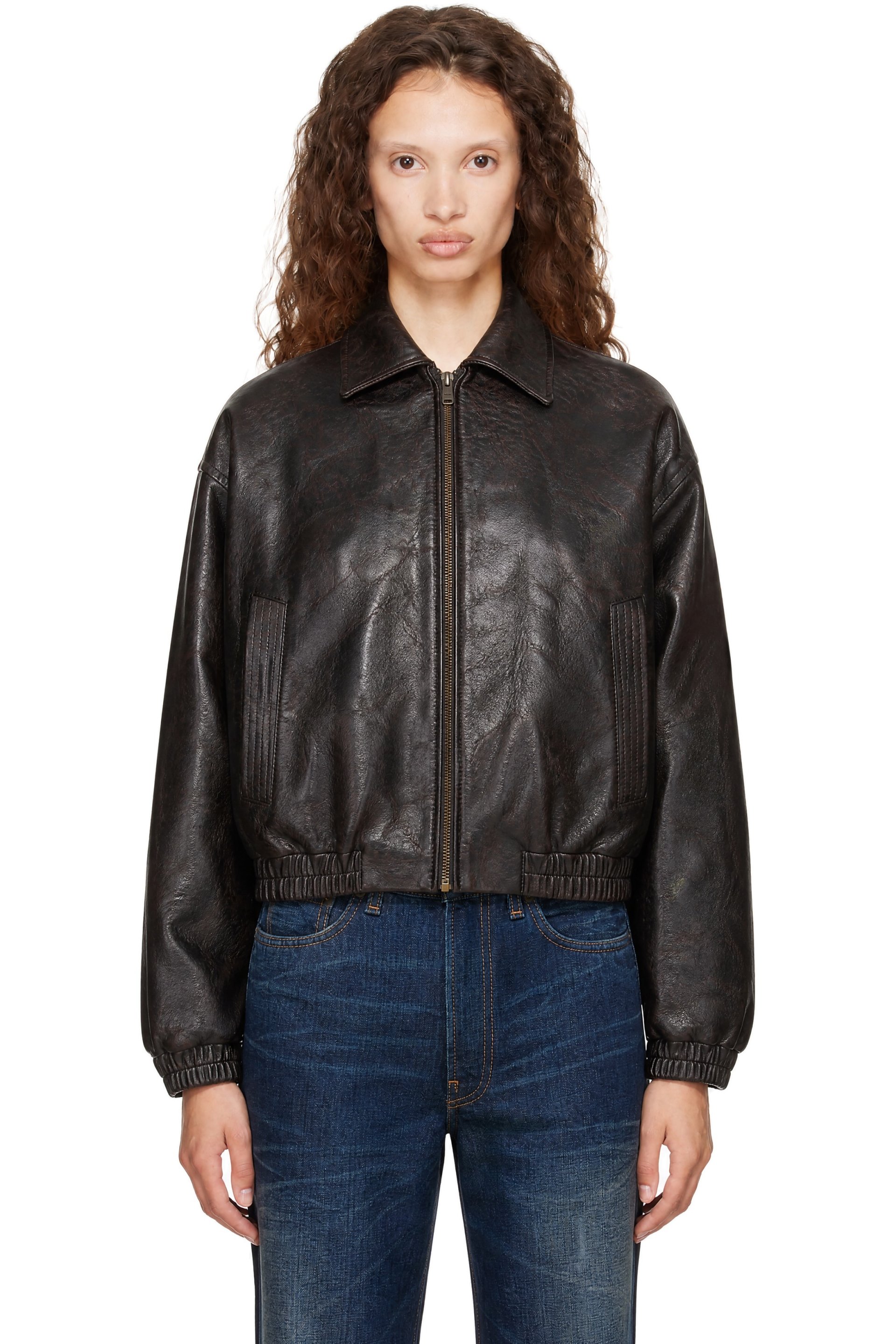 COOR - Brown Antique Lambskin Blouson Jacket