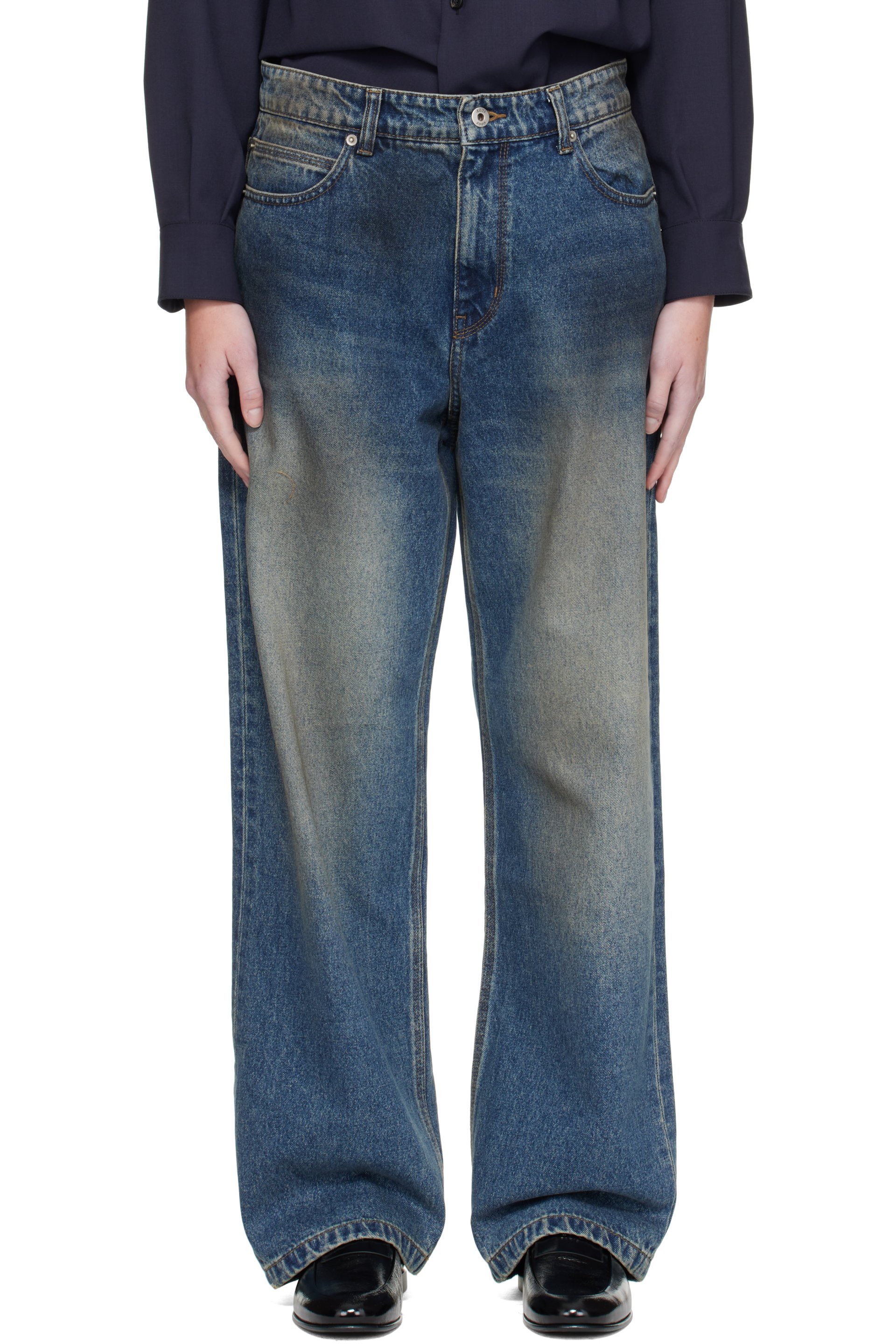 COOR - Blue Straight Cut Dirty Wash Jeans