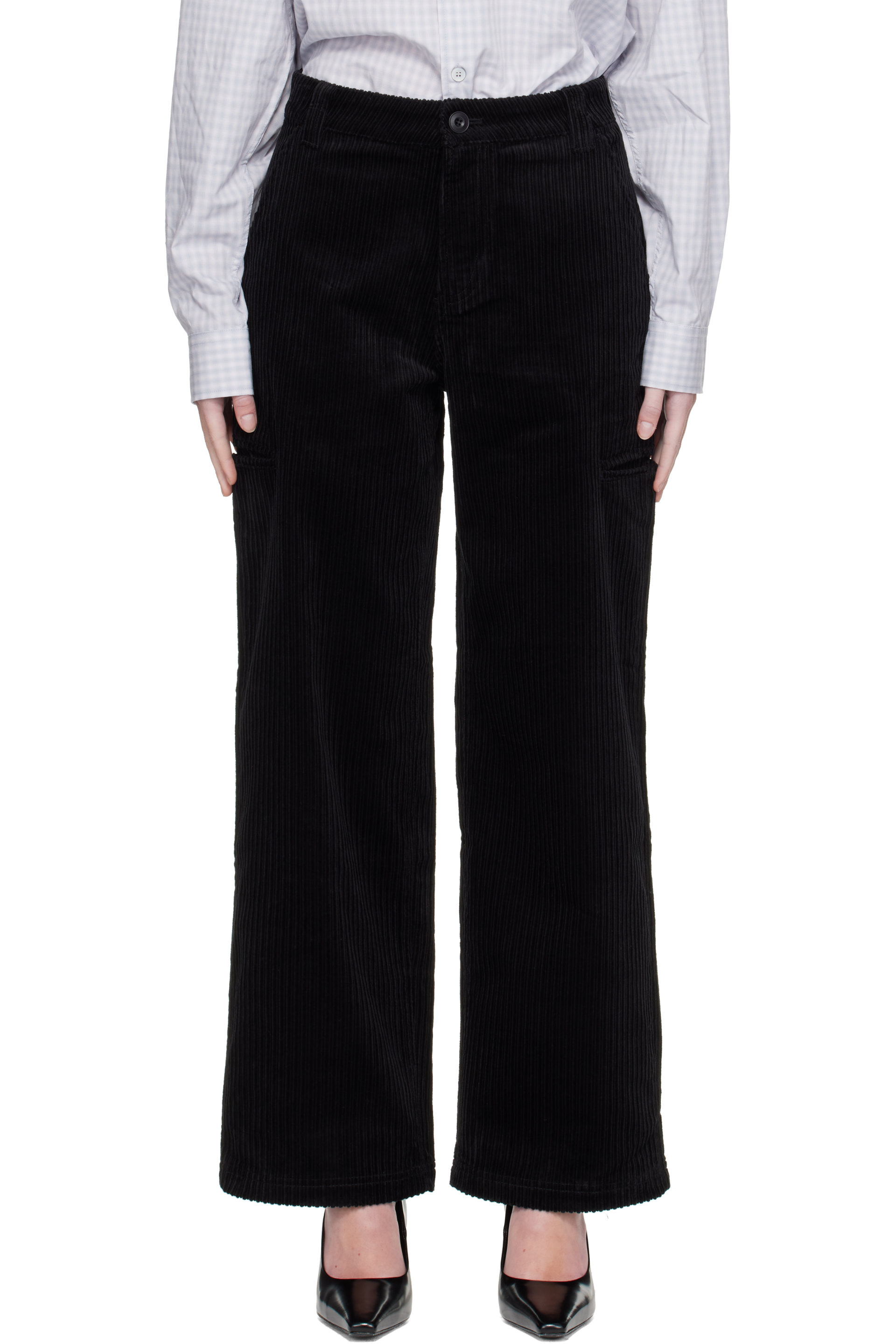 COOR - Black Corduroy Side Pocket Trousers
