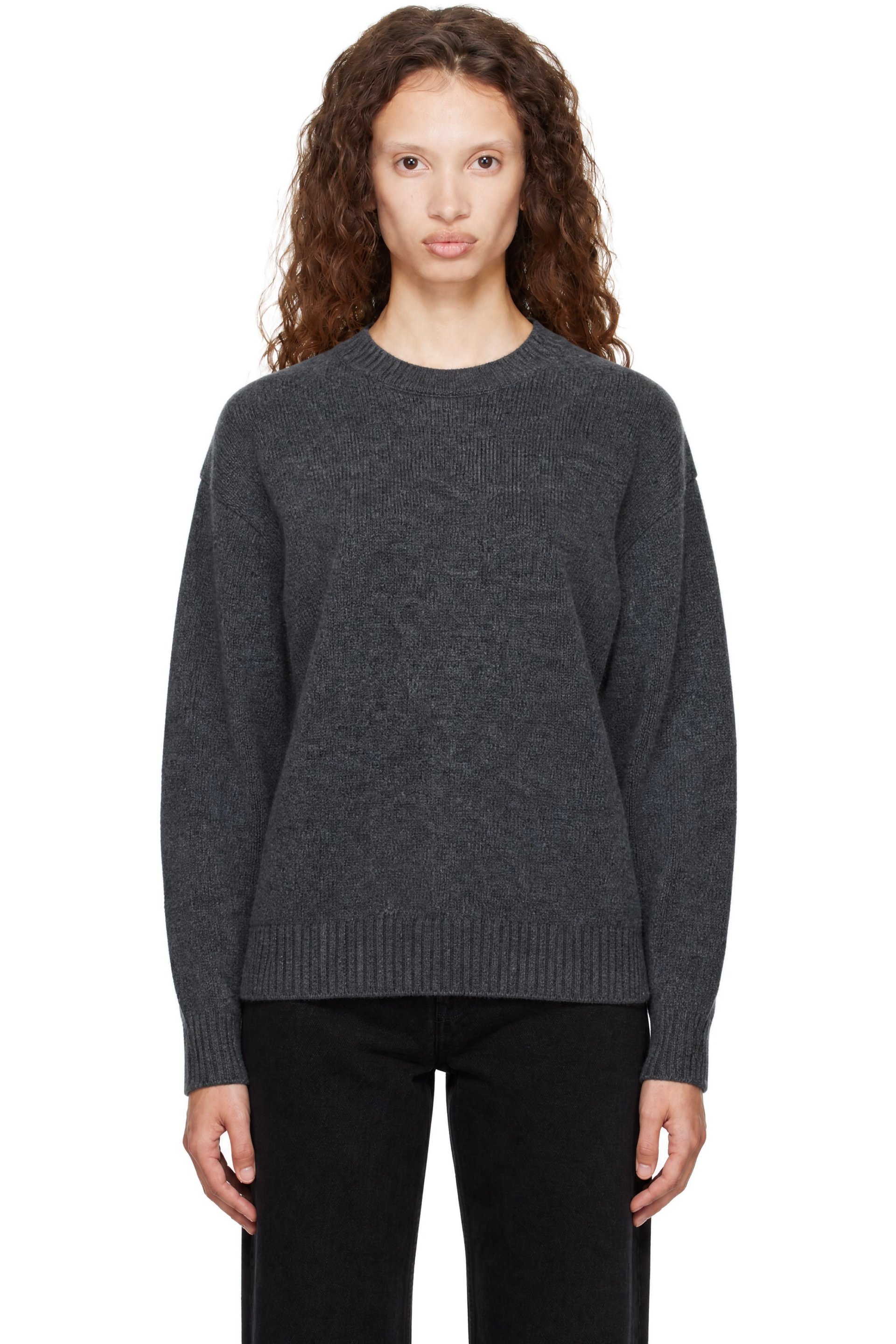 COOR - Gray Wool Cropped Crewneck Sweater
