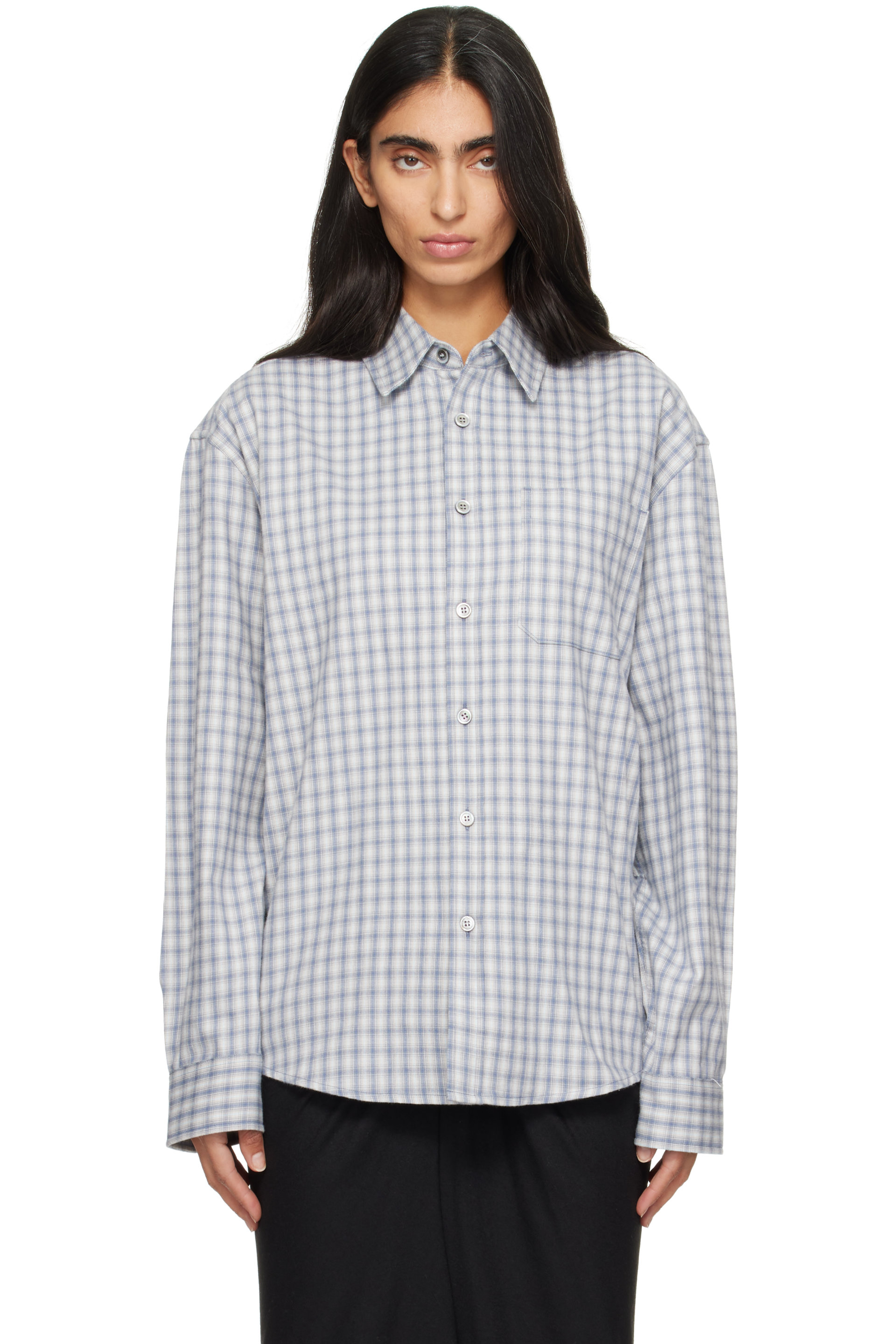 COOR - Blue Cotton Tartan Check Shirt