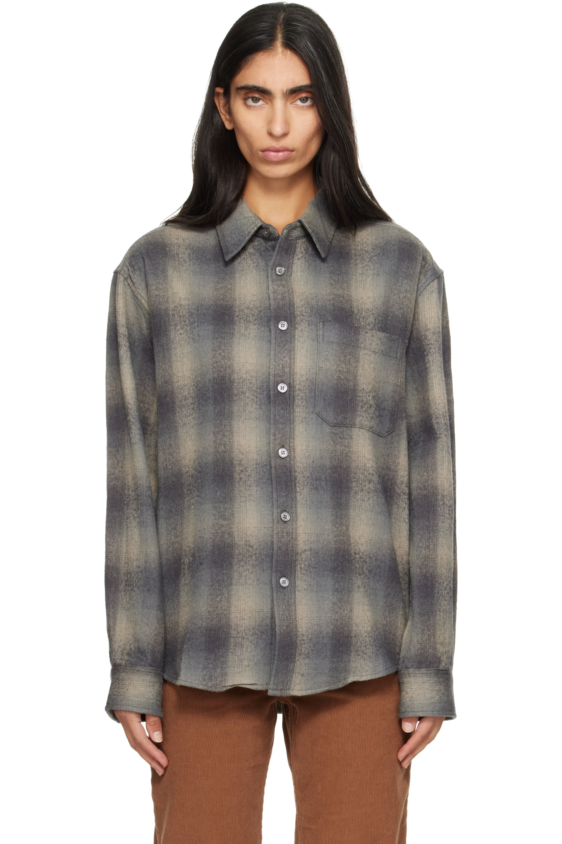 COOR - Gray Ombre Flannel One Pocket Checkered V.2 Shirt