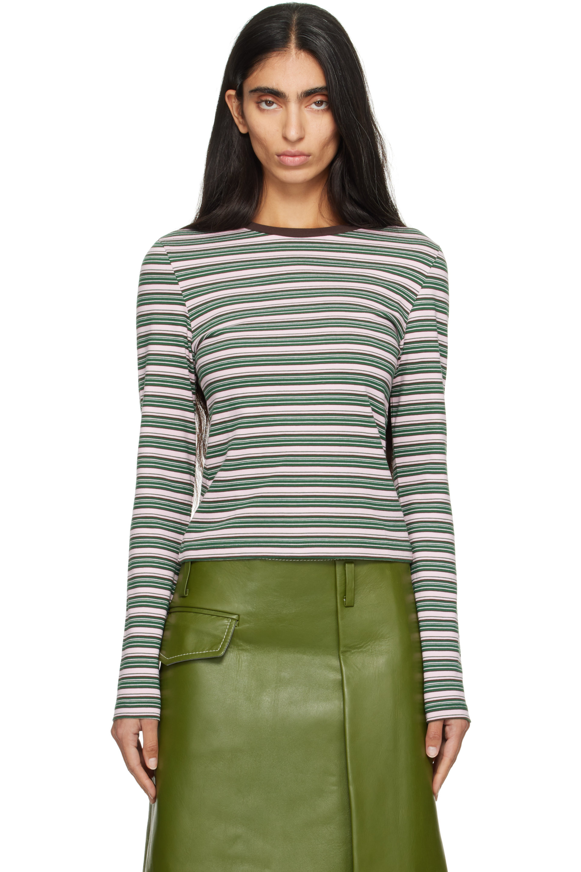 COOR - Pink & Green Multi Stripe Long Sleeve T-shirt