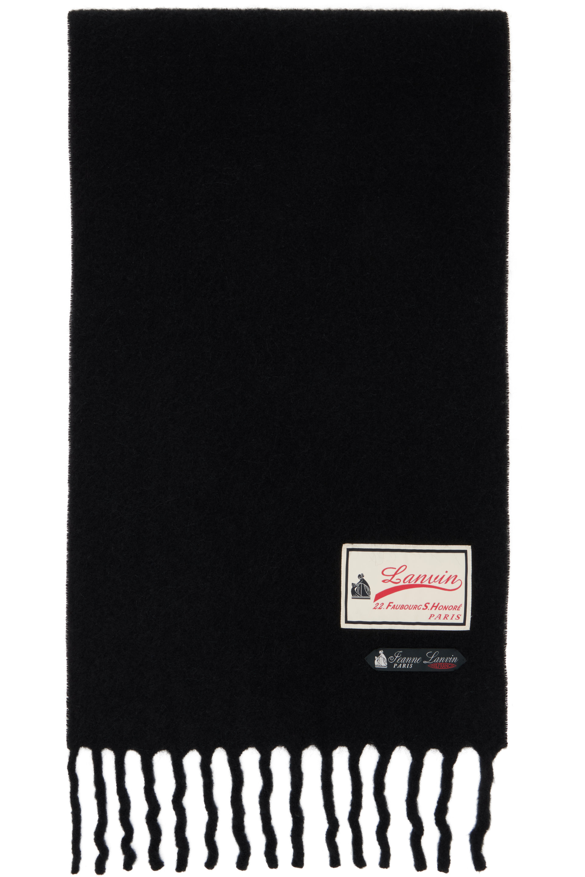 Lanvin - Écharpe '22 Faubourg' noire en flanelle