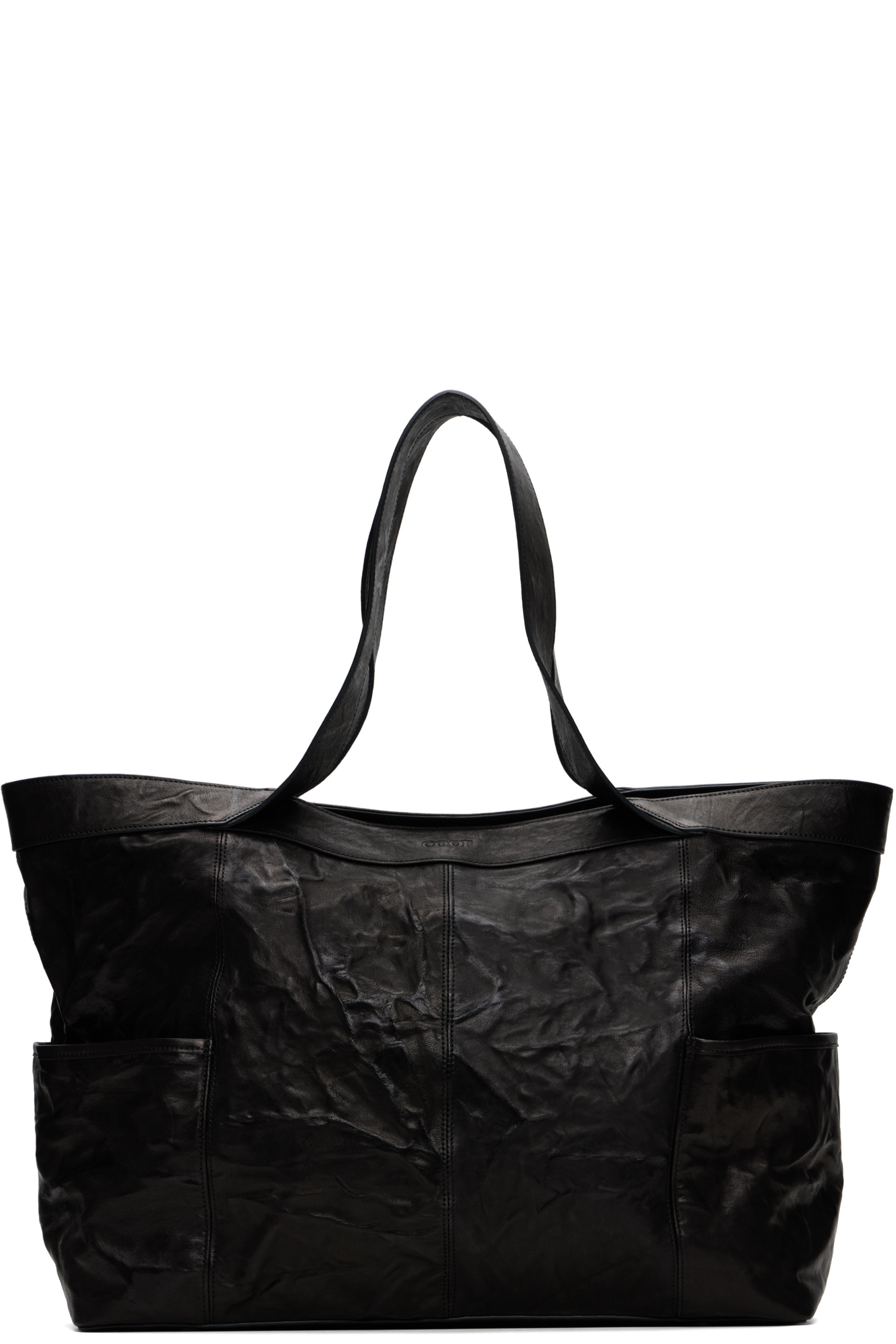 COOR - Black Multi Pocket Crinkled Lambskin Tote