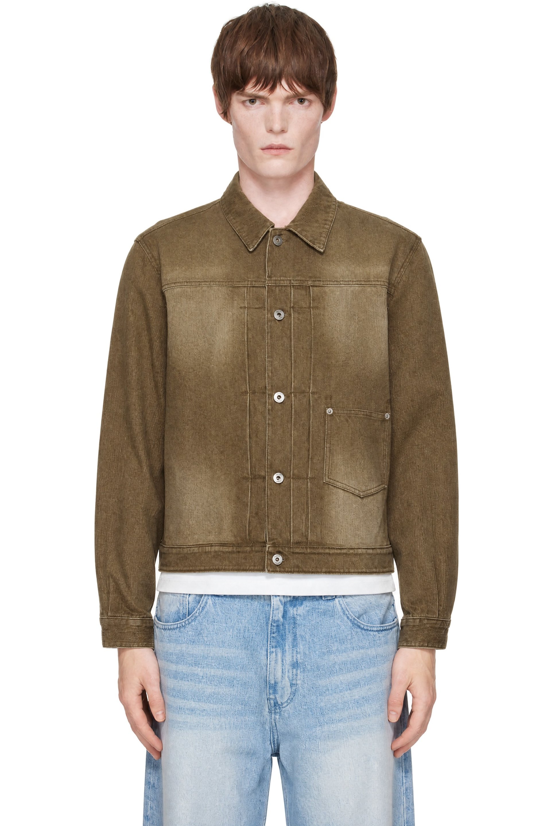 COOR - Brown Type 1 Rib Texture Trucker Jacket