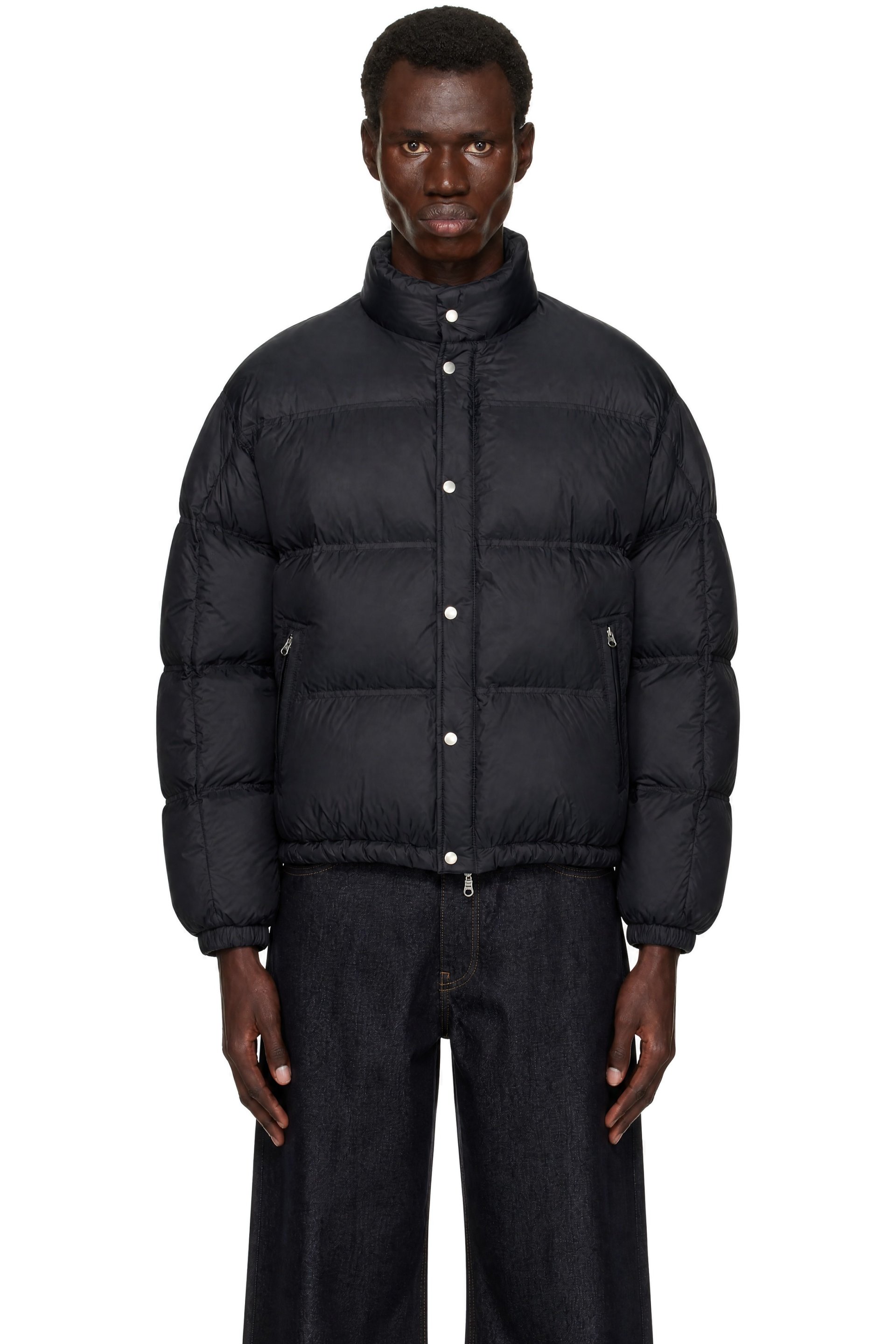 COOR - Black Double Stitch Snap Button Down Jacket