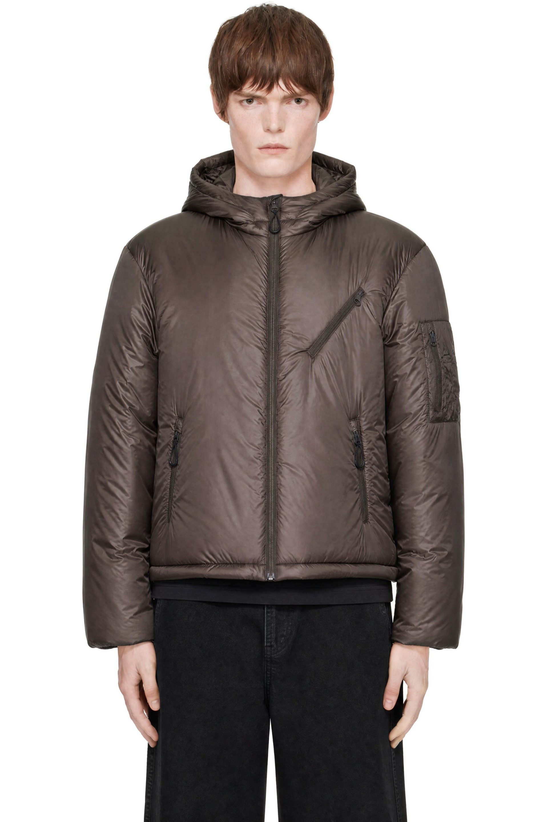 COOR - Brown Light Weight Shell Padded Hooded Jacket