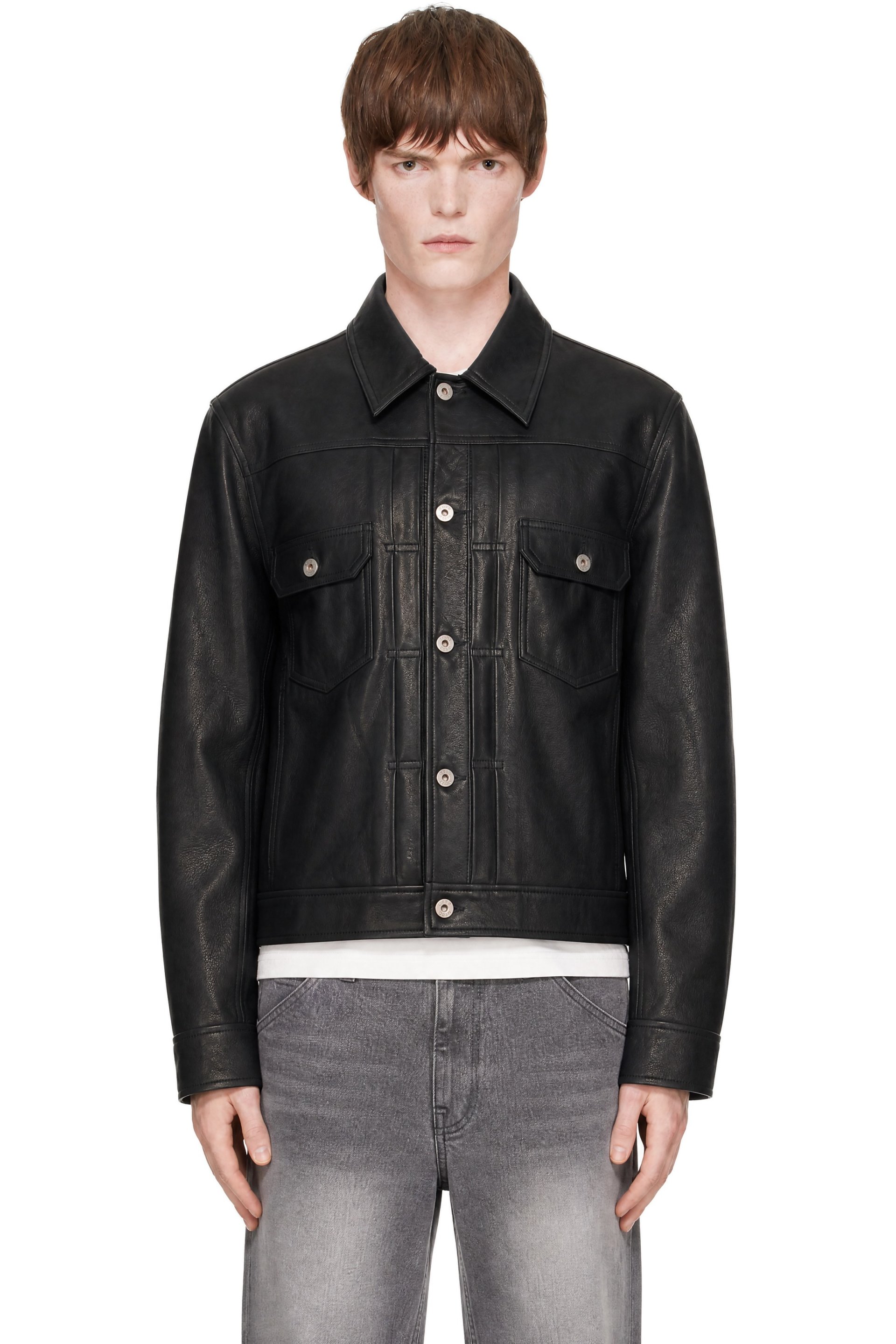 COOR - Black Goatskin Pocket Trucker Jacket