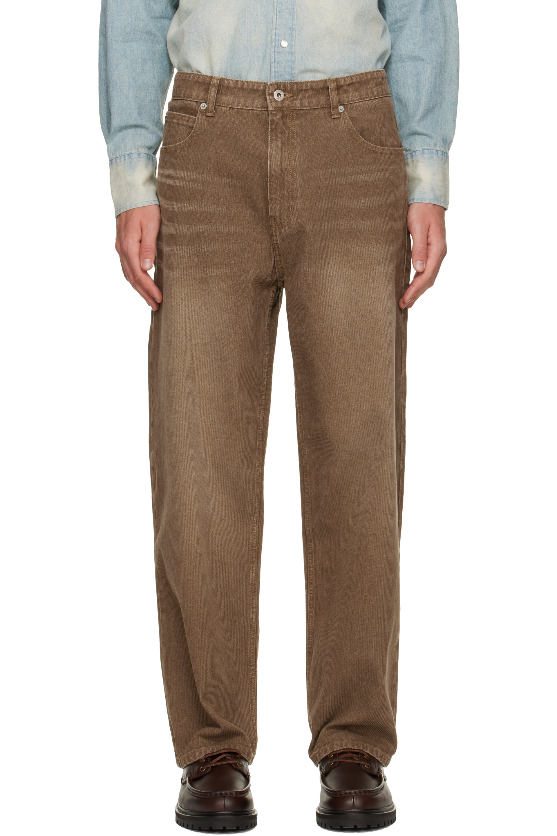 COOR - Brown Brushed Rib Texture Jeans