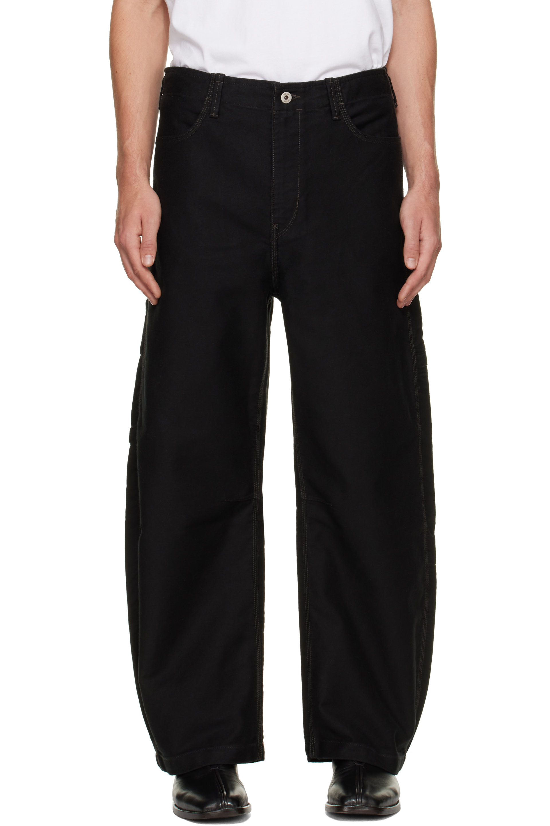 COOR - Black Deep Curved Jumbo Washed Trousers