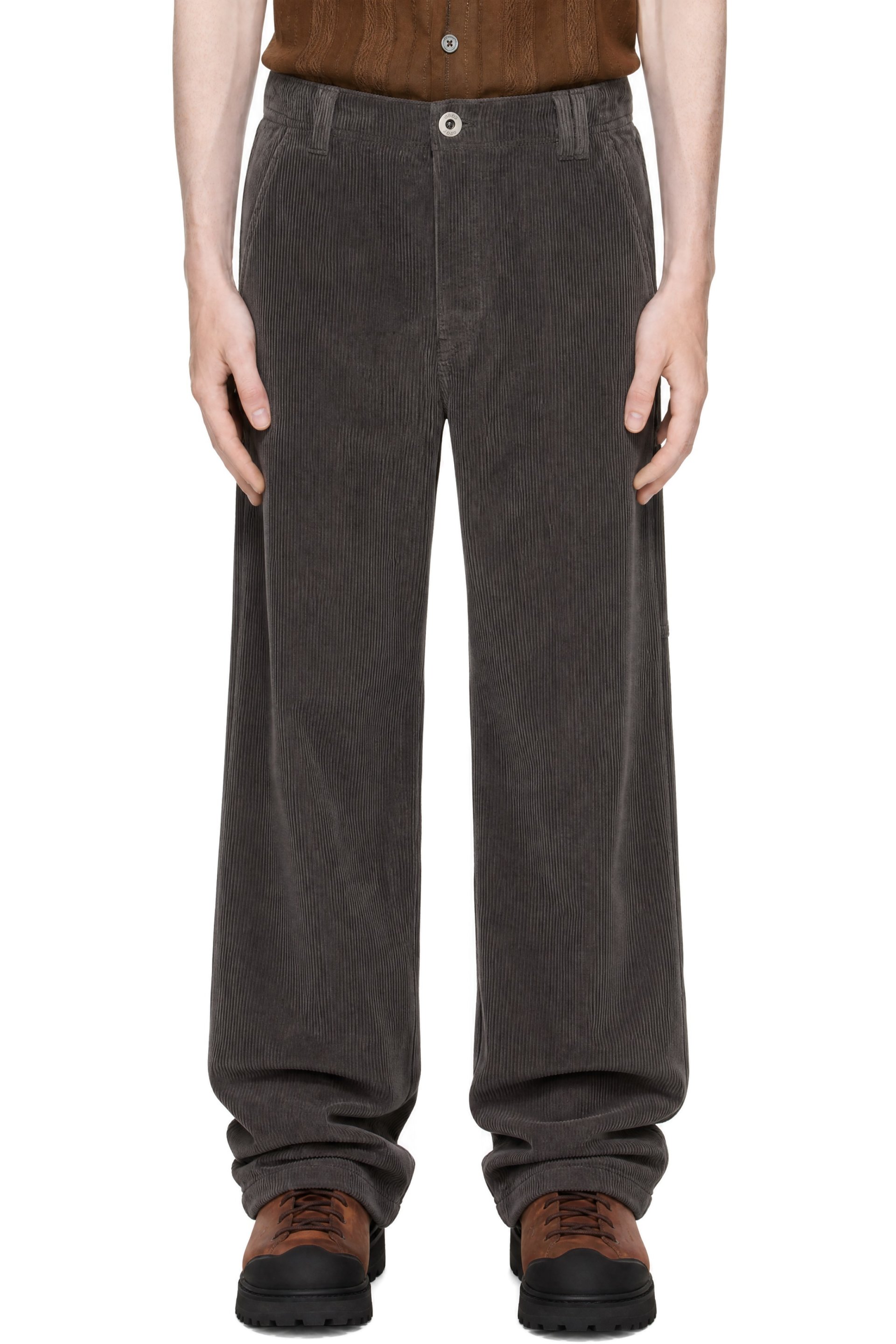COOR - Gray Corduroy Carpenter Pocket Trousers