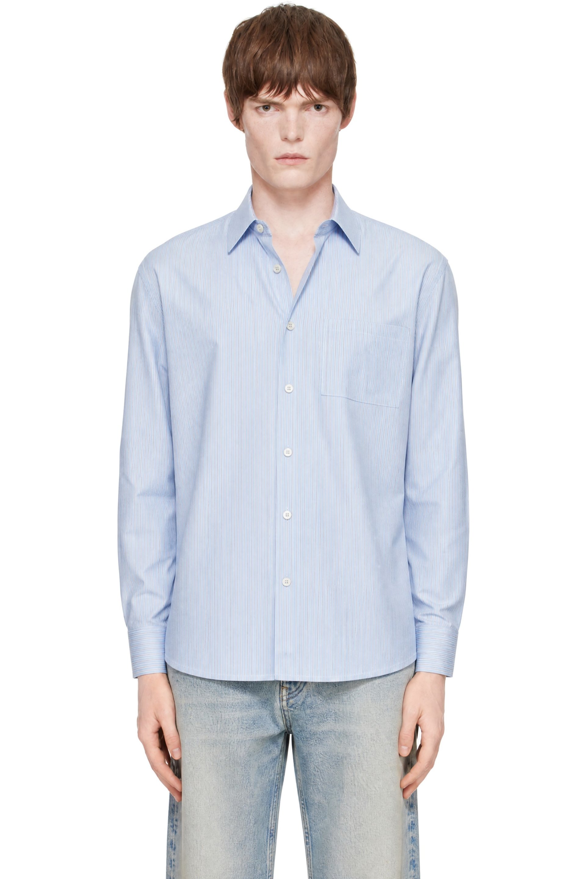 COOR - Blue Pin Stripe Pointed Shirt