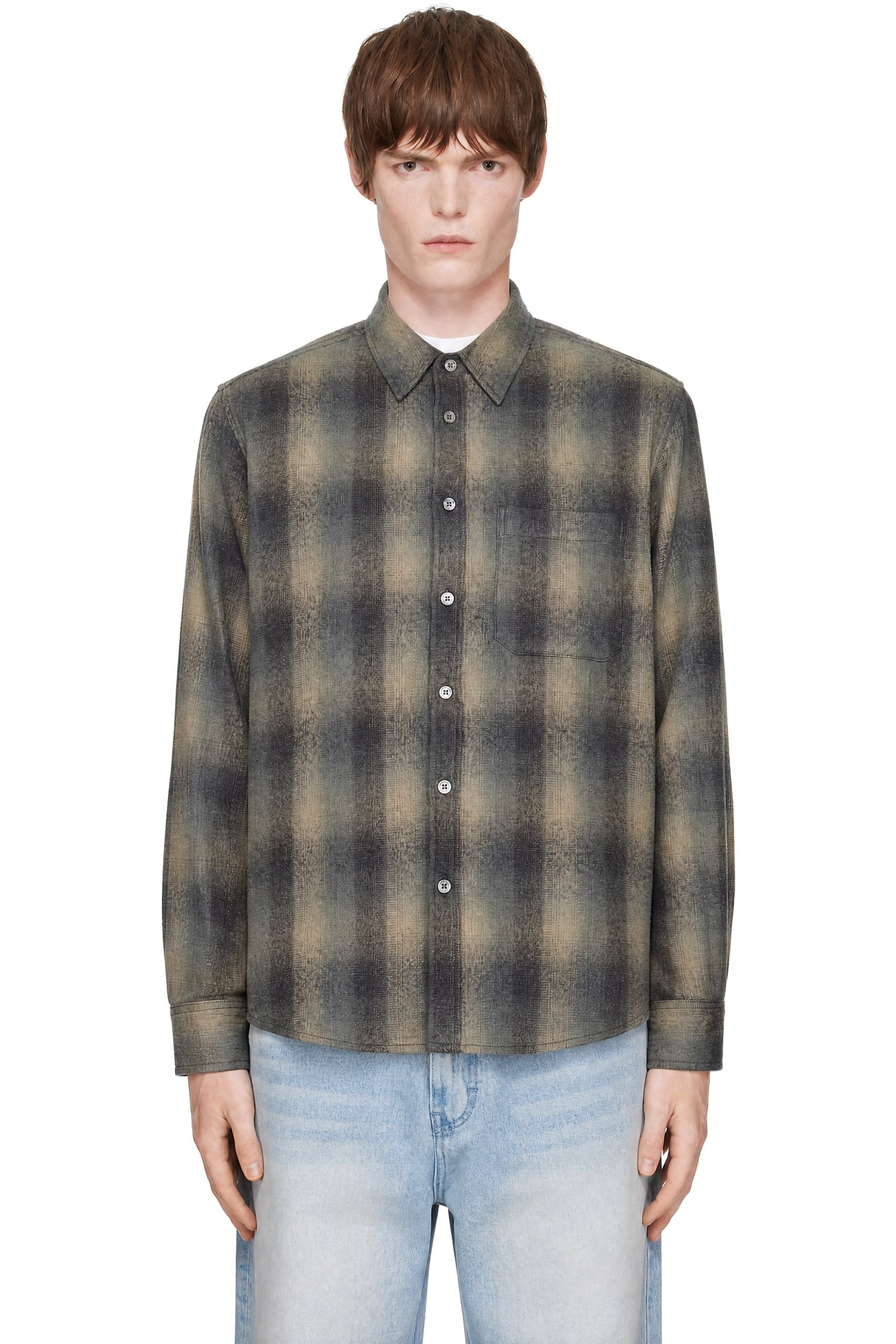 COOR - Gray Ombre Flannel One Pocket Checkered V.2 Shirt