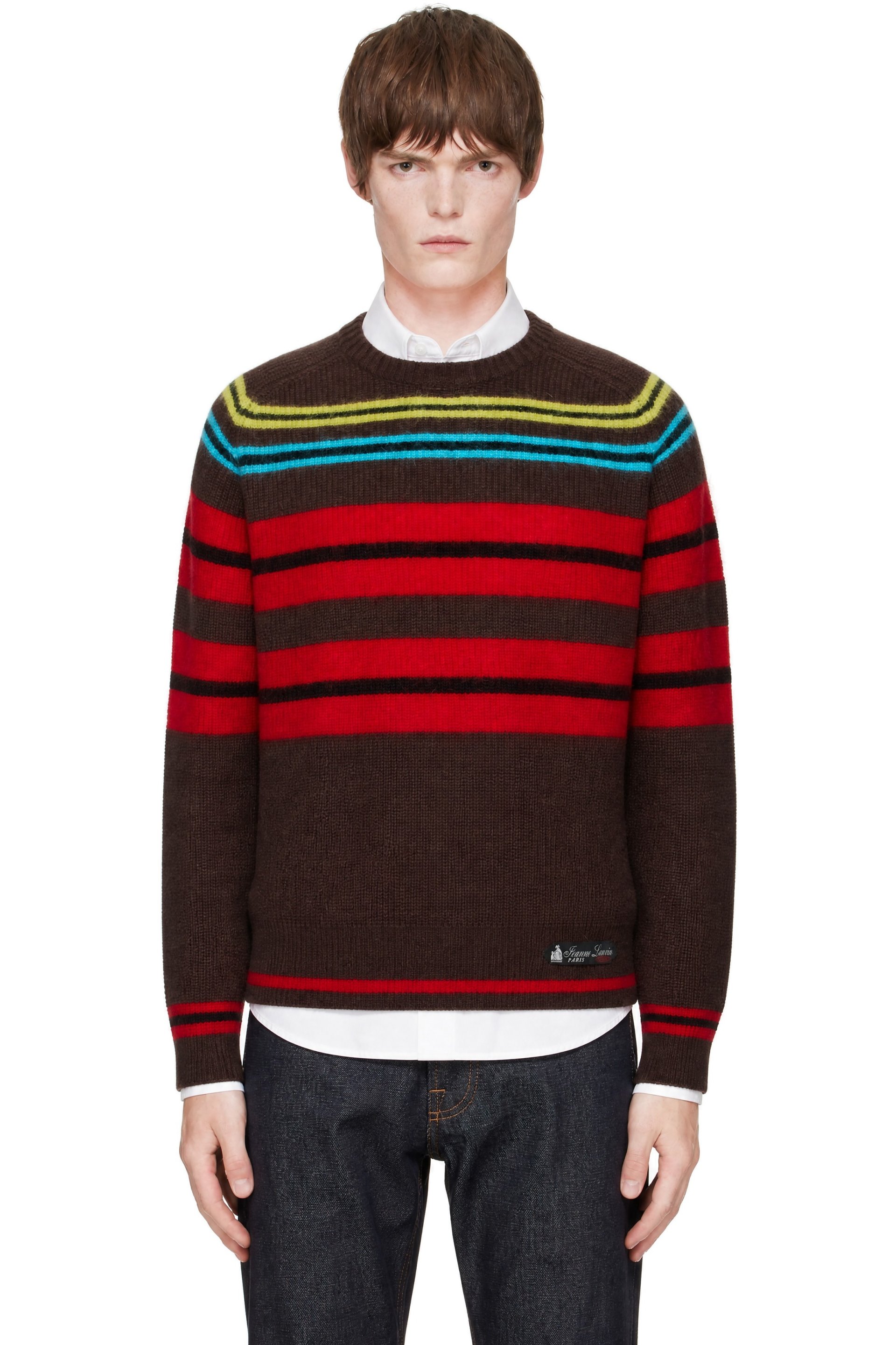 Lanvin - Brown Wool & Cashmere Striped Sweater
