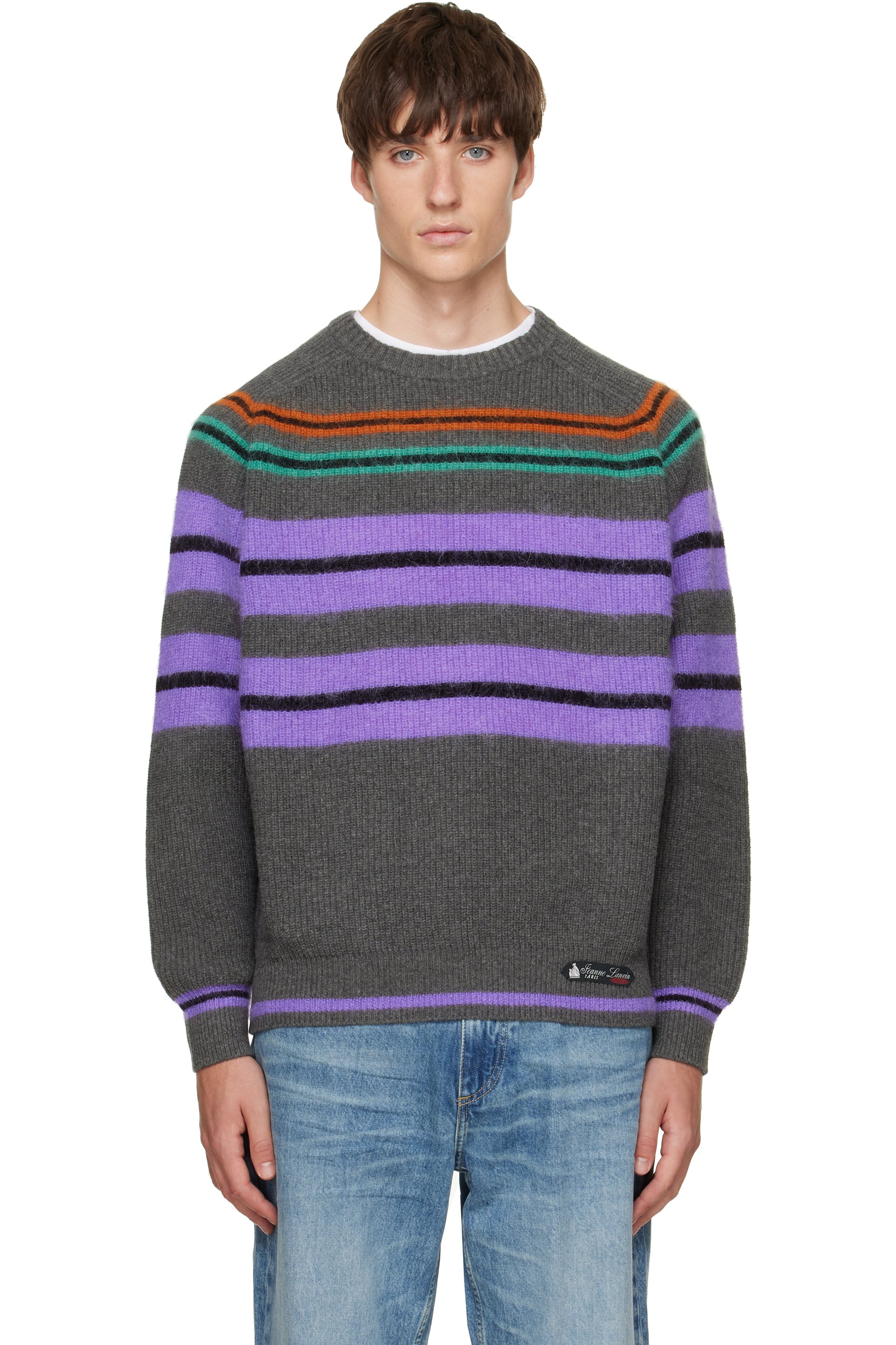 Lanvin - Gray Wool & Cashmere Striped Sweater