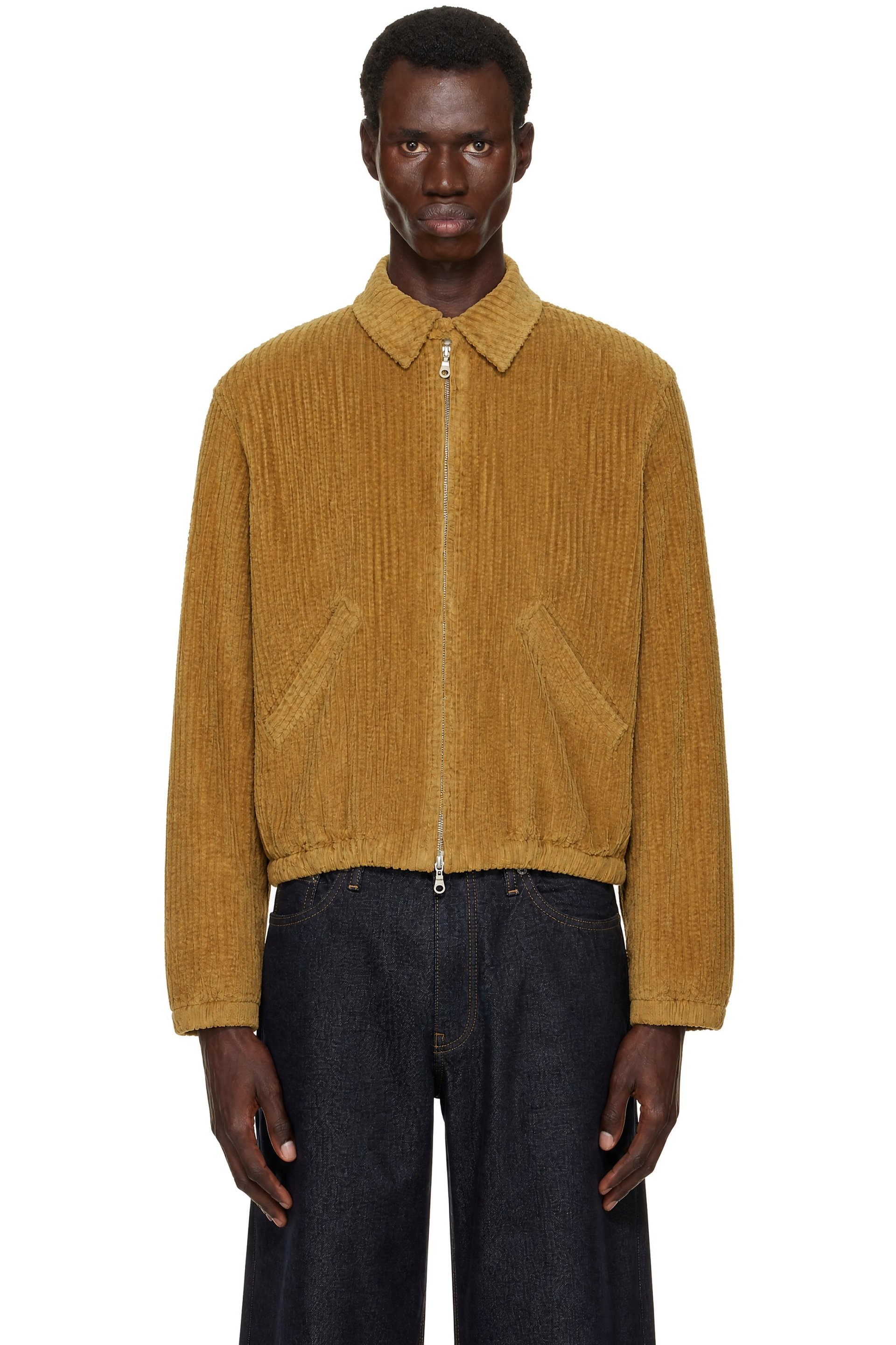 COOR - Tan Corduroy Dyed Swingtop Quilted Bomber Jacket