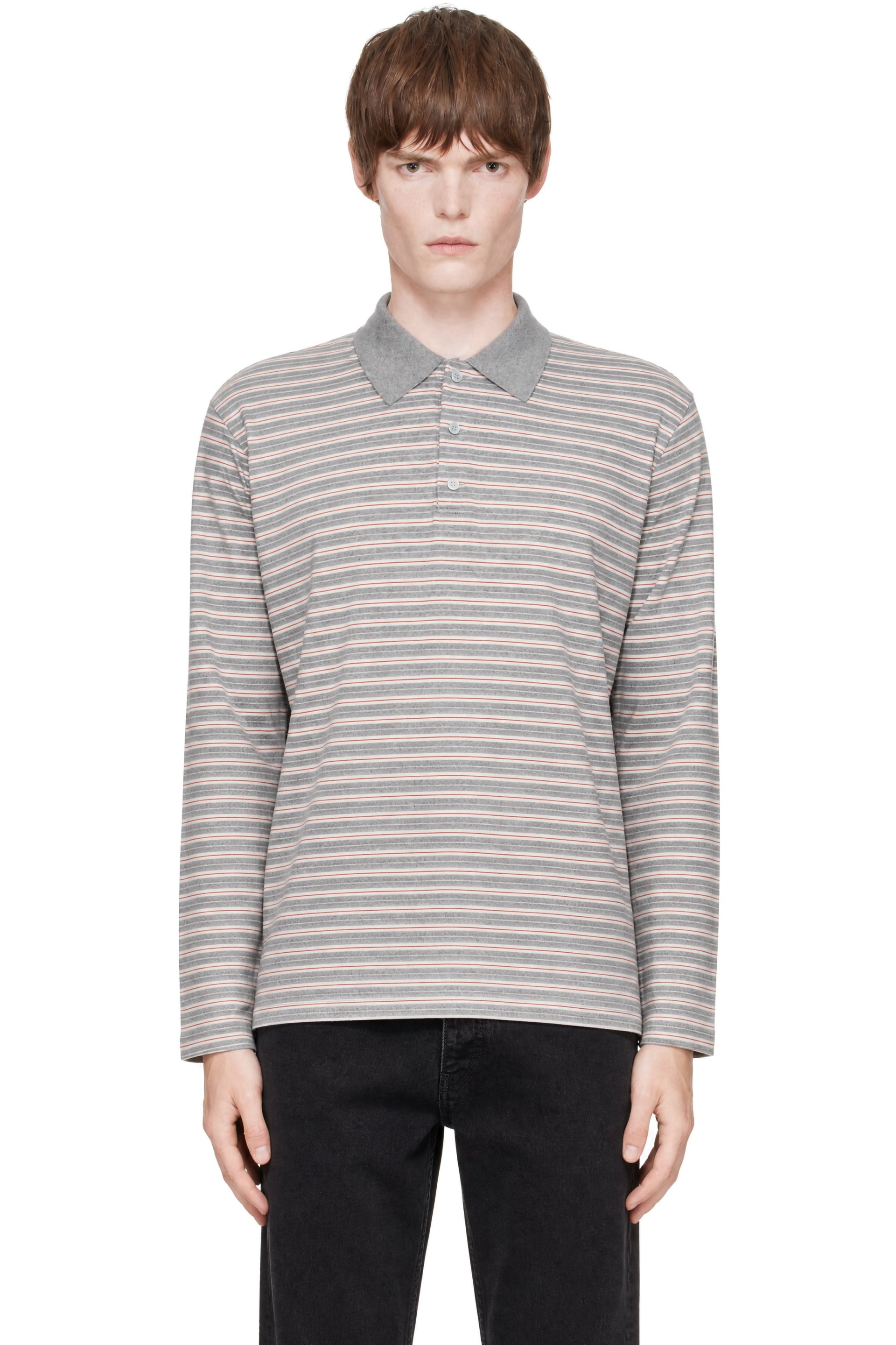COOR - Gray Multi Pin Pique Long Sleeve Polo