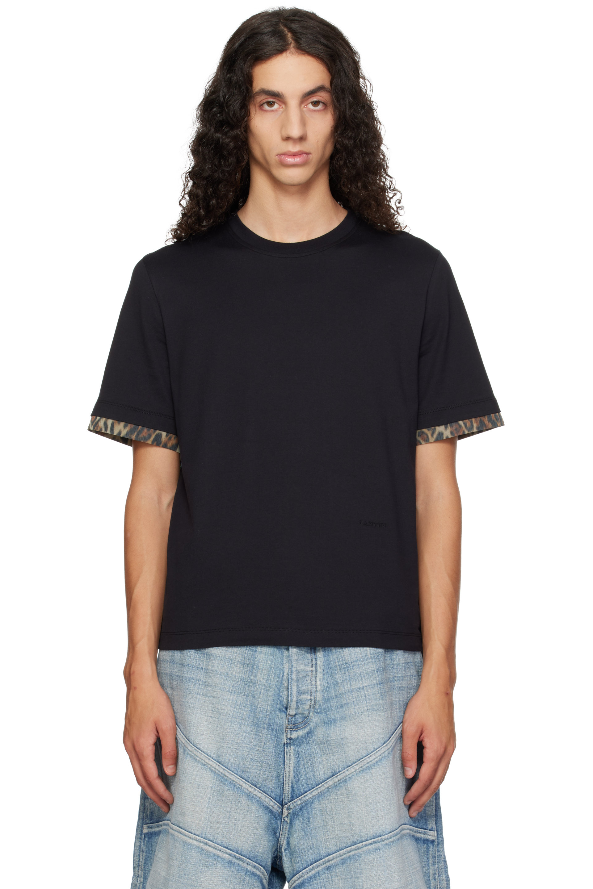 Lanvin - Black Leopard Detail T-shirt