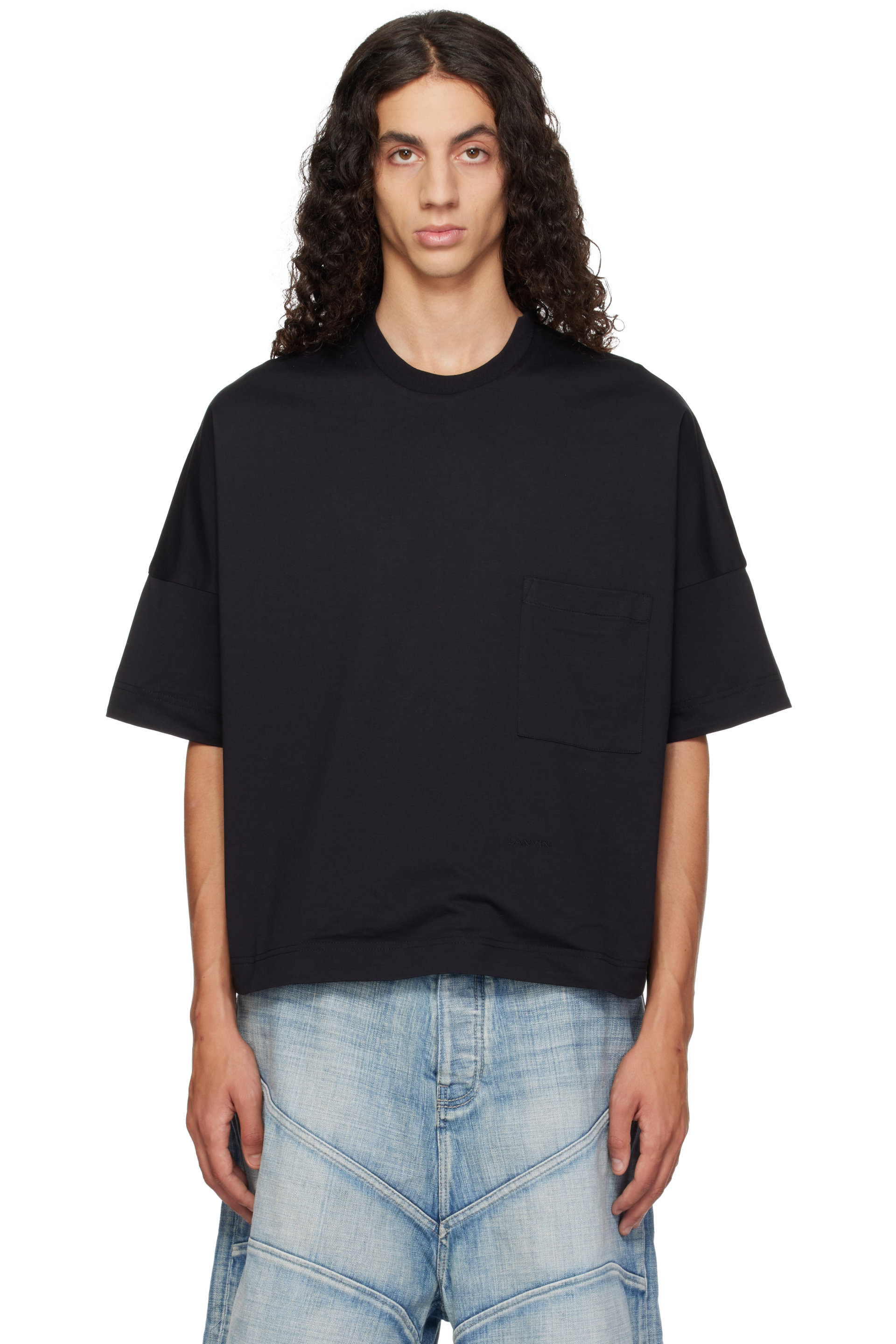 Lanvin - Black Printed Cotton Reversible T-shirt