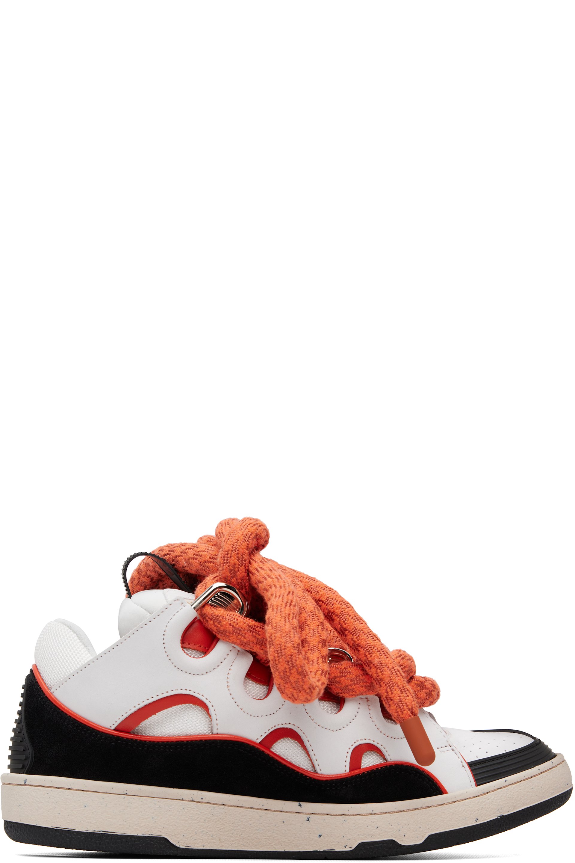 Lanvin - Off-White & Orange Curb Snake Leather Sneakers