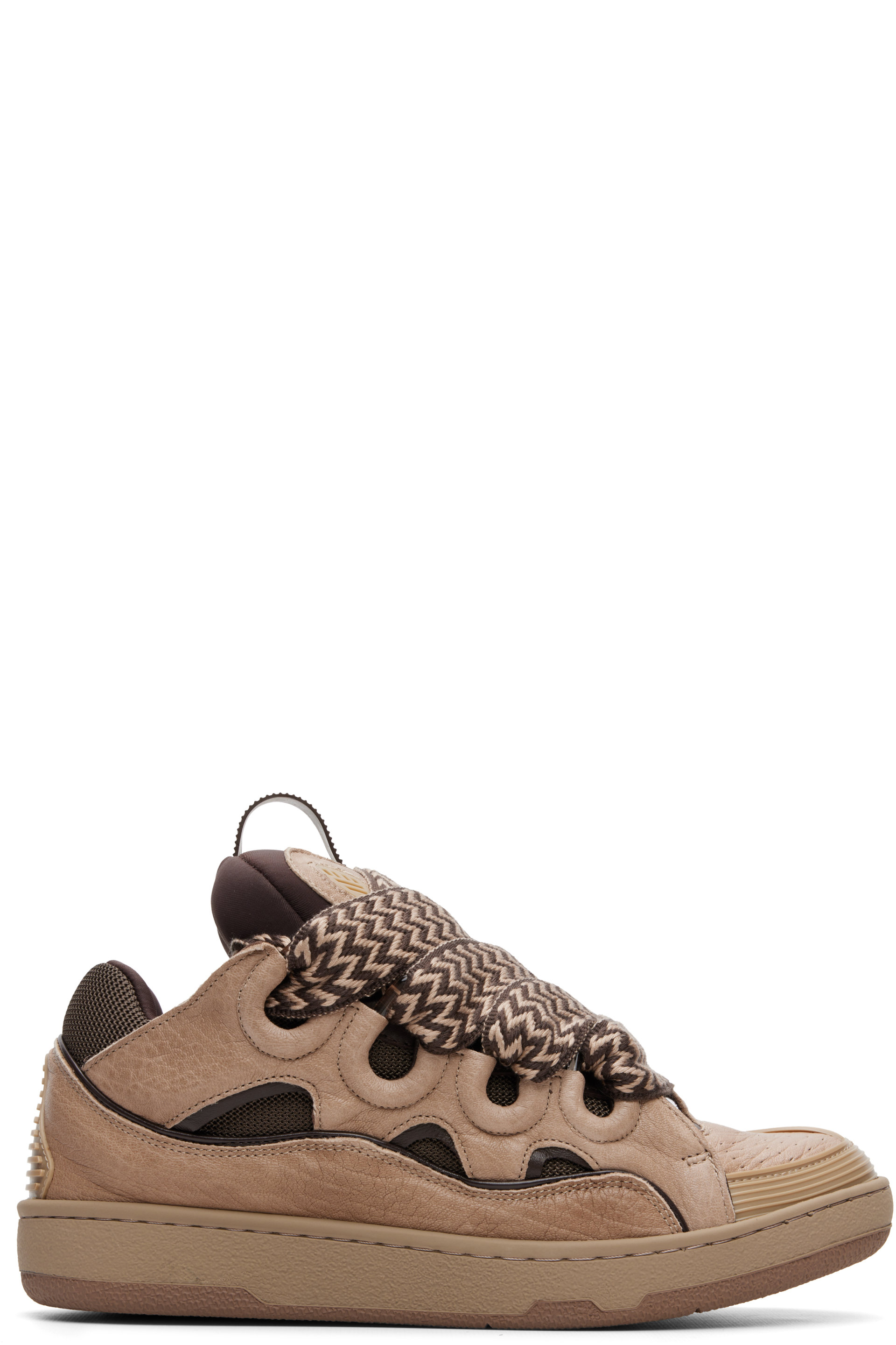 Lanvin - Beige Curb Dino-Effect Leather Sneakers