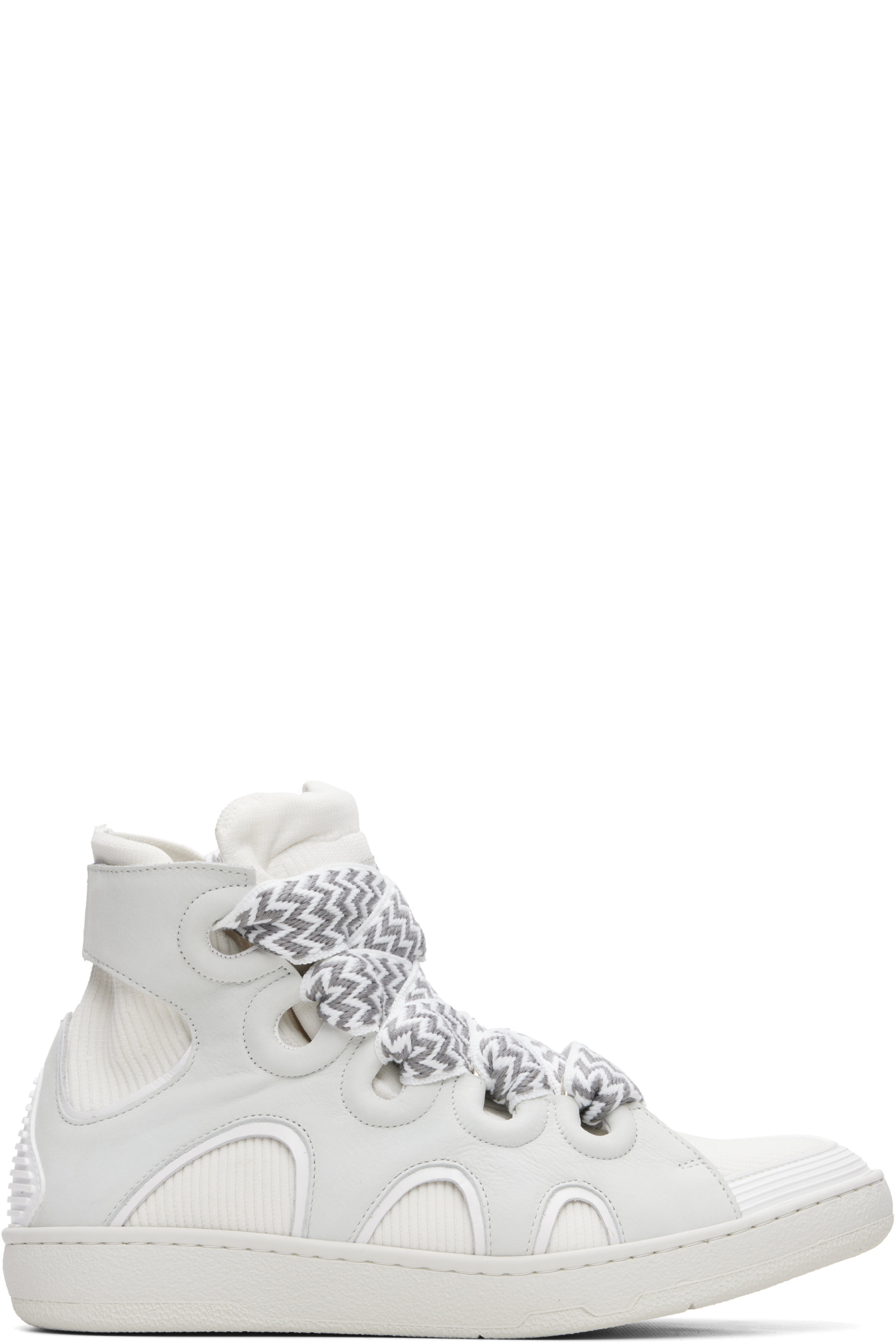 Lanvin - White High Top Curb Knit Sneakers