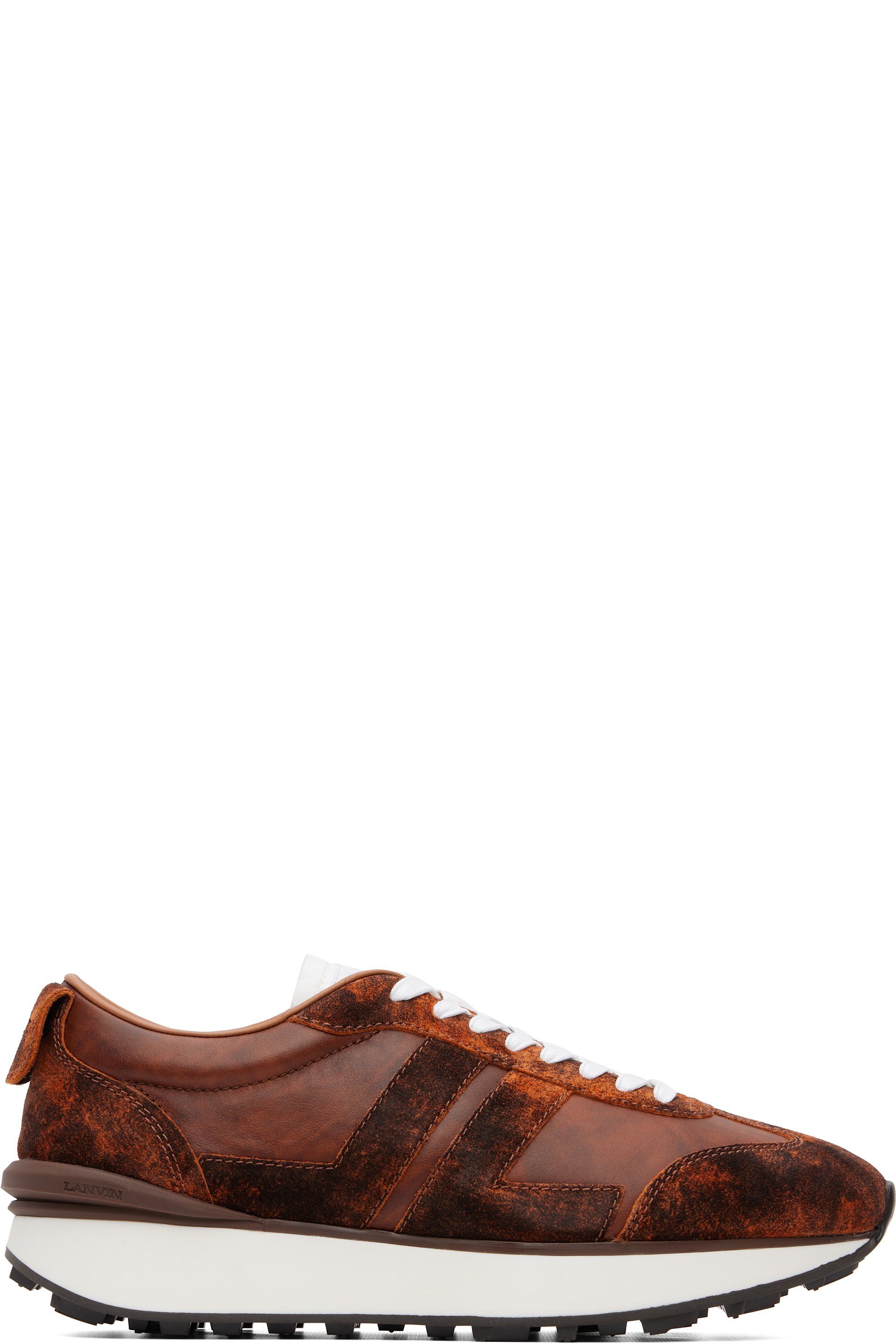 Lanvin - Brown & Orange Bumpr Used Leather Sneakers