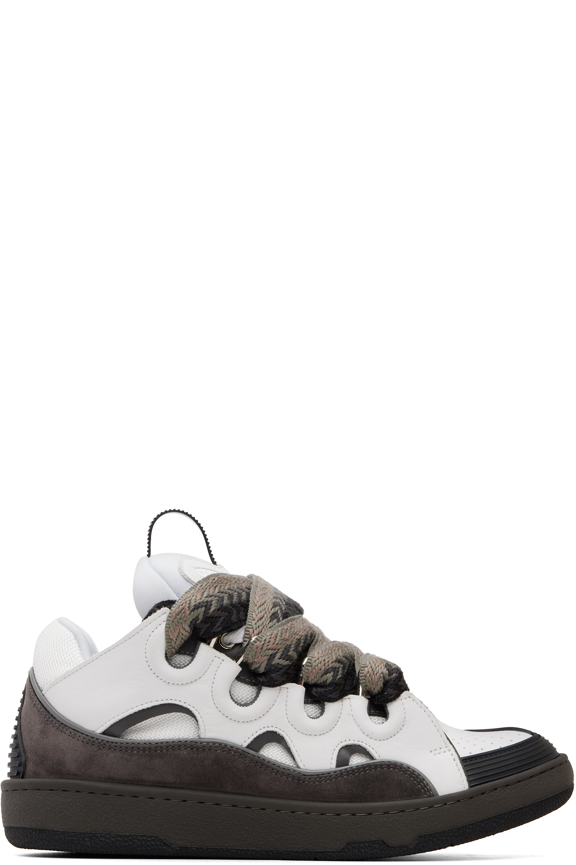 Lanvin - Gray & Khaki Curb Leather Sneakers