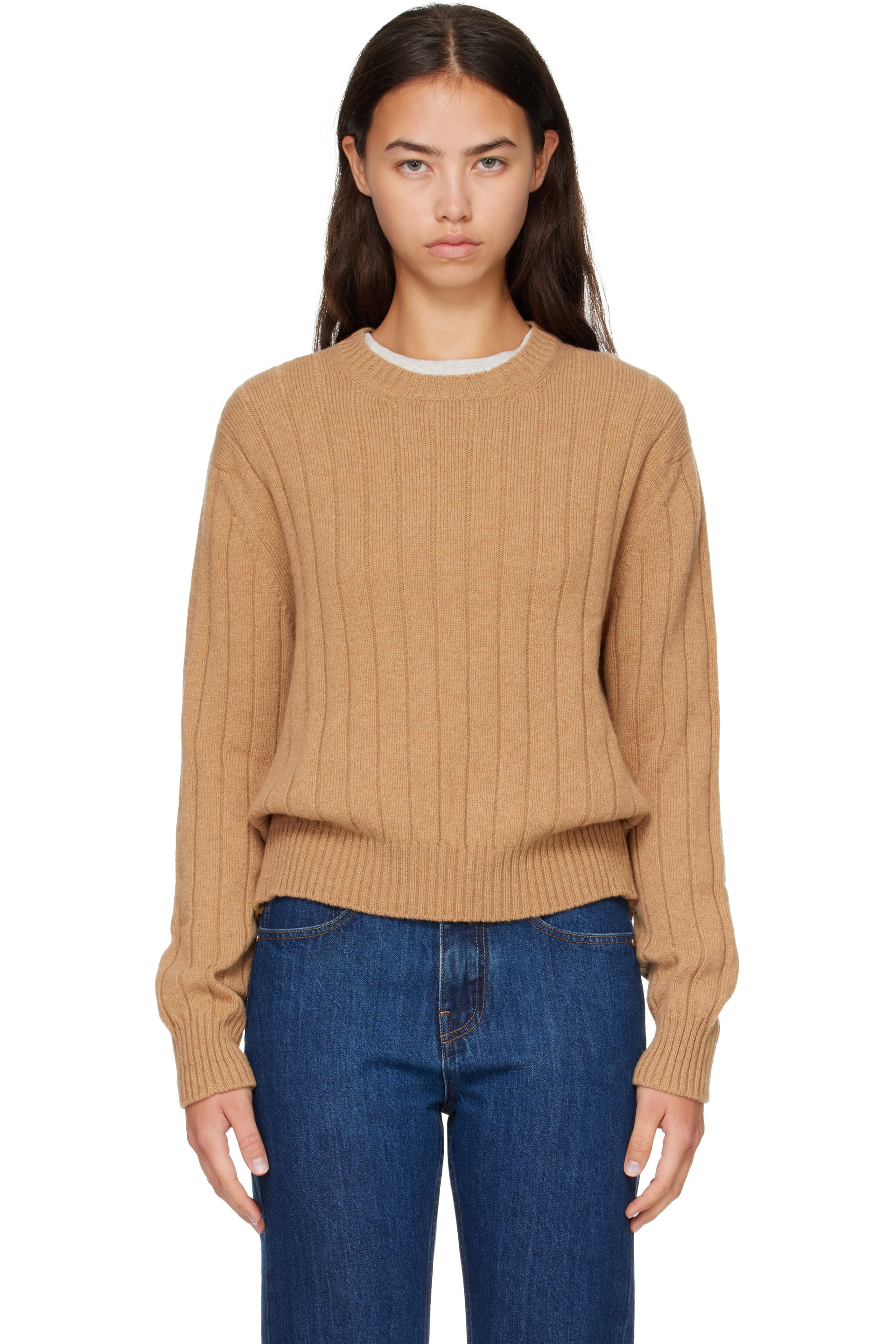 &Daughter - Tan Rooney Rib Crewneck Sweater