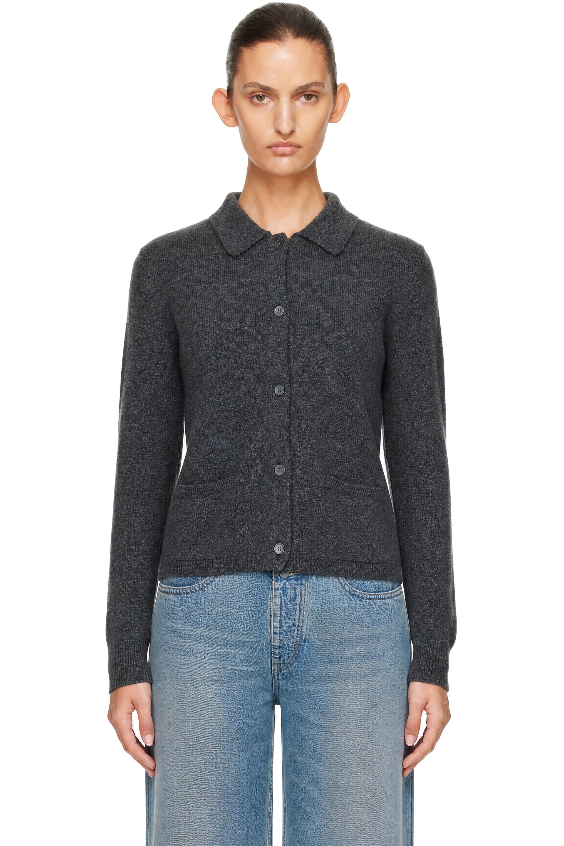 &Daughter - Gray Cora Collared Cardigan