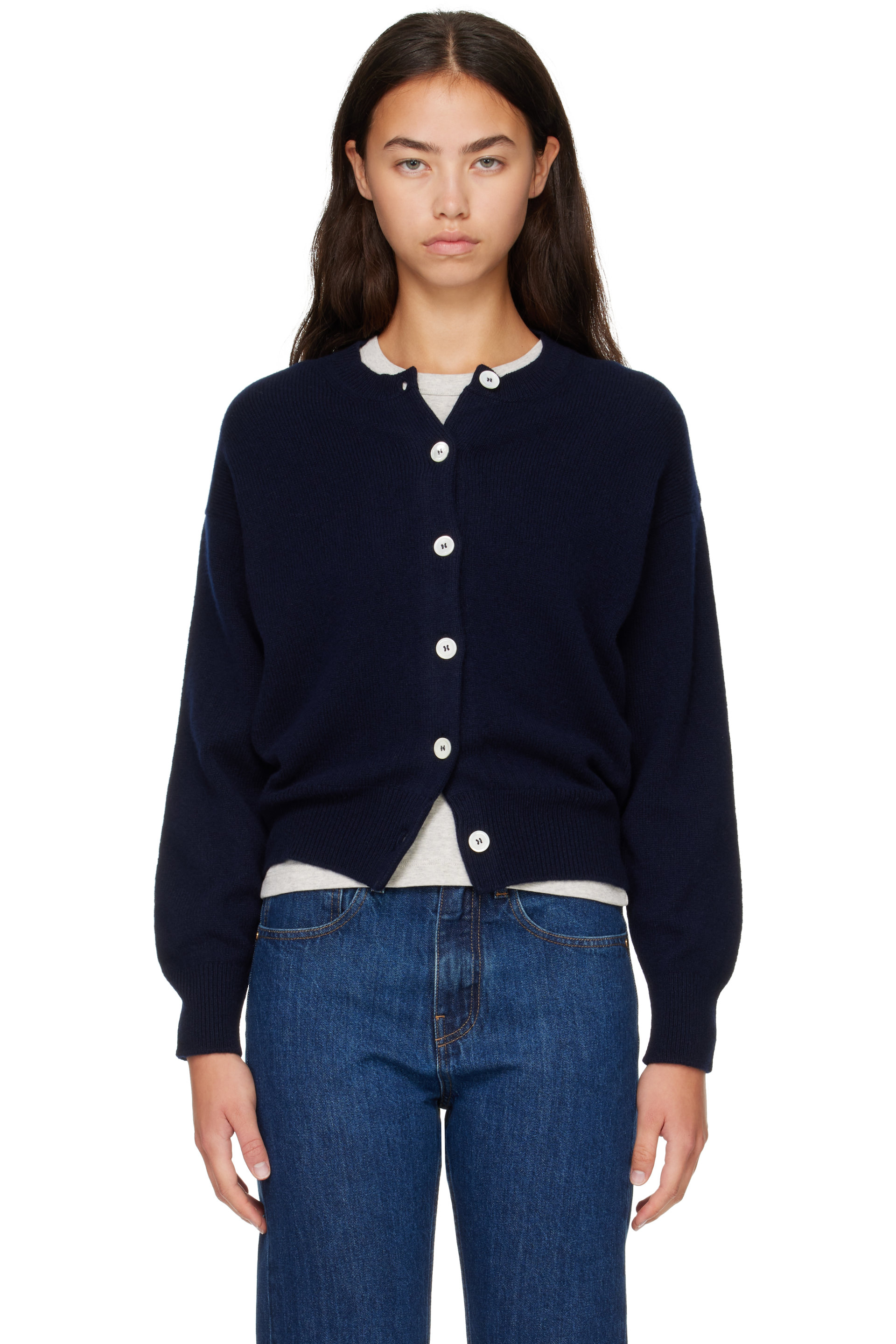 &Daughter - Navy Ada Crewneck Cardigan