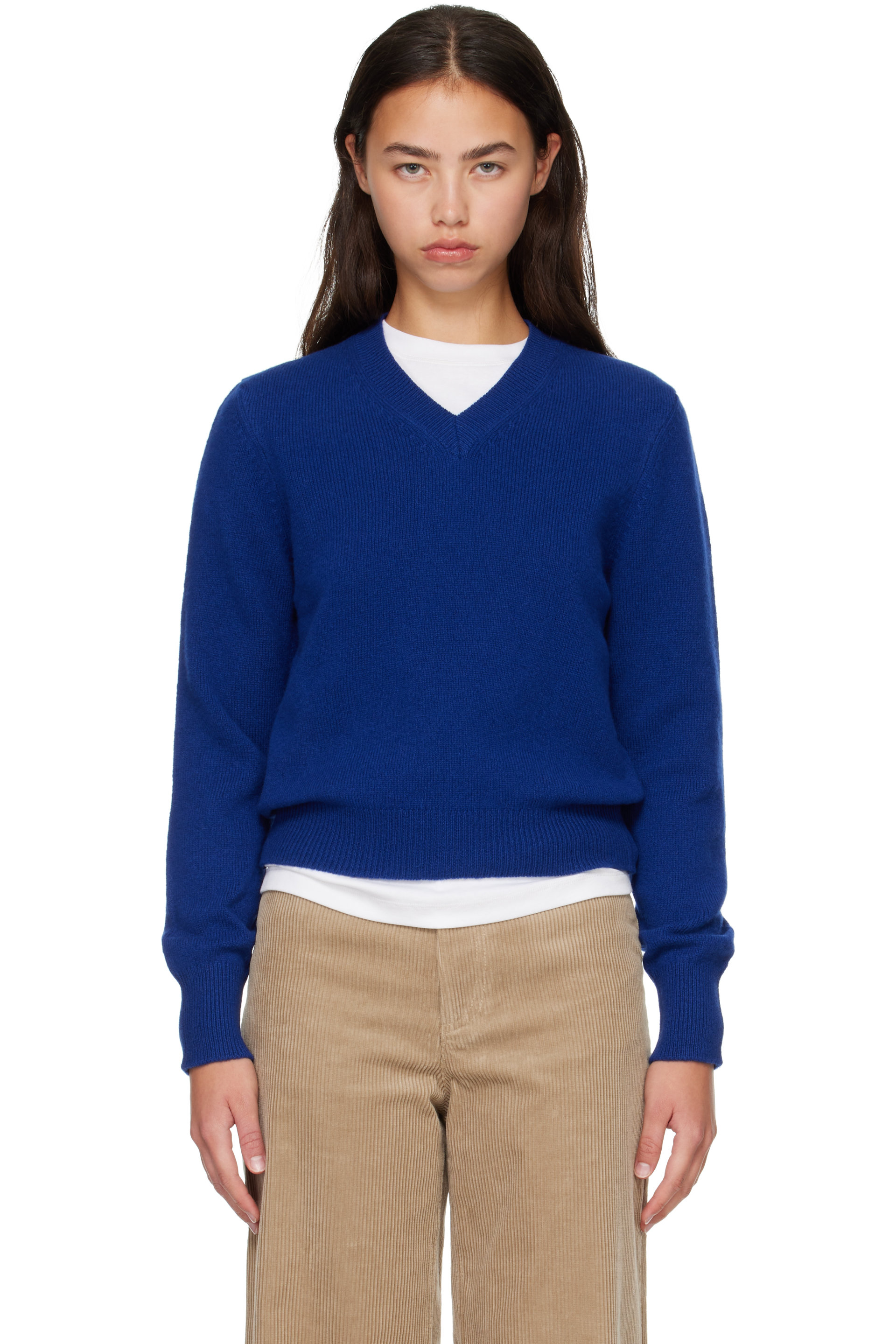 &Daughter - Blue Sligo V-Neck Sweater