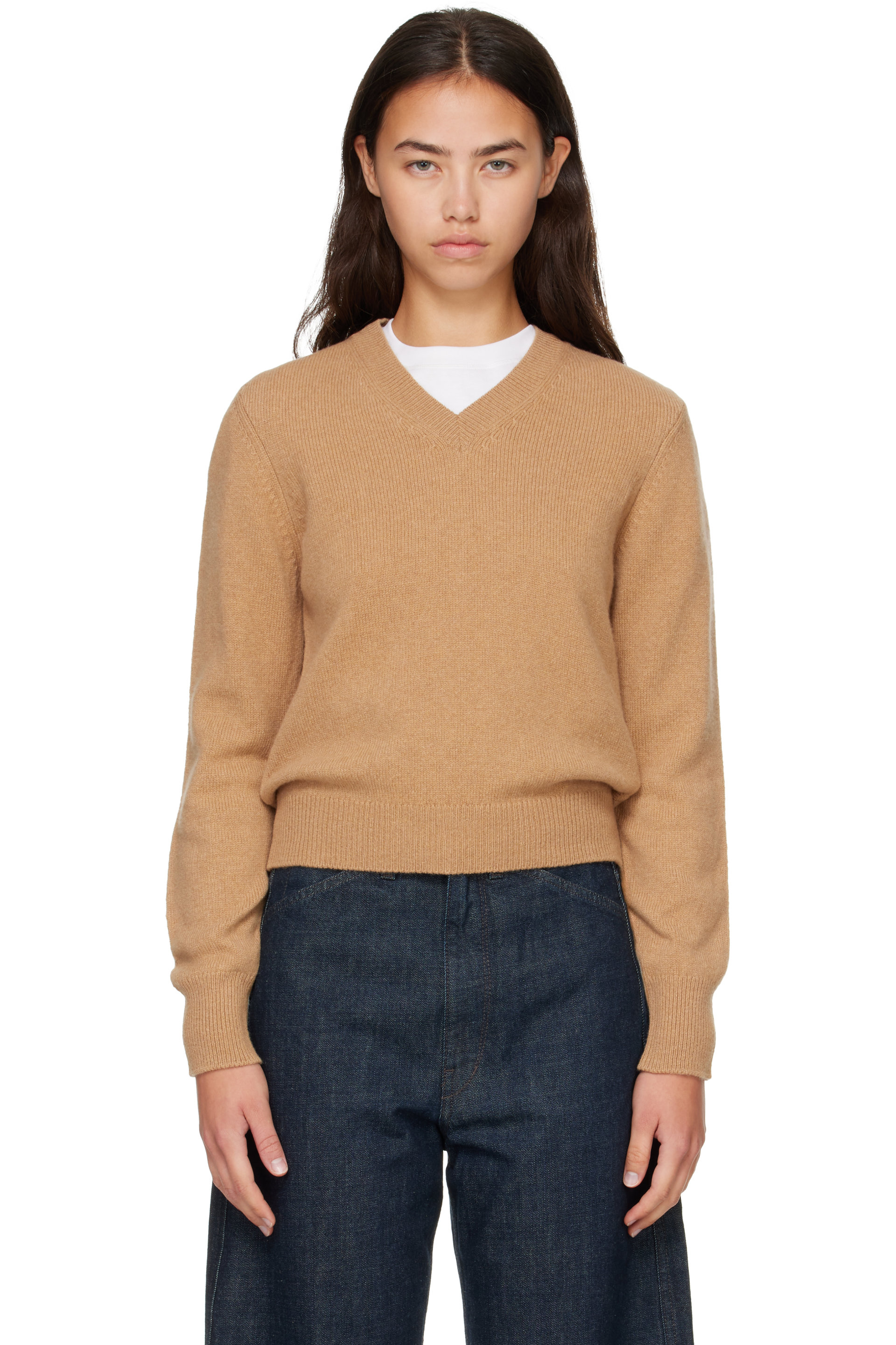 &Daughter - Tan Sligo V-Neck Sweater