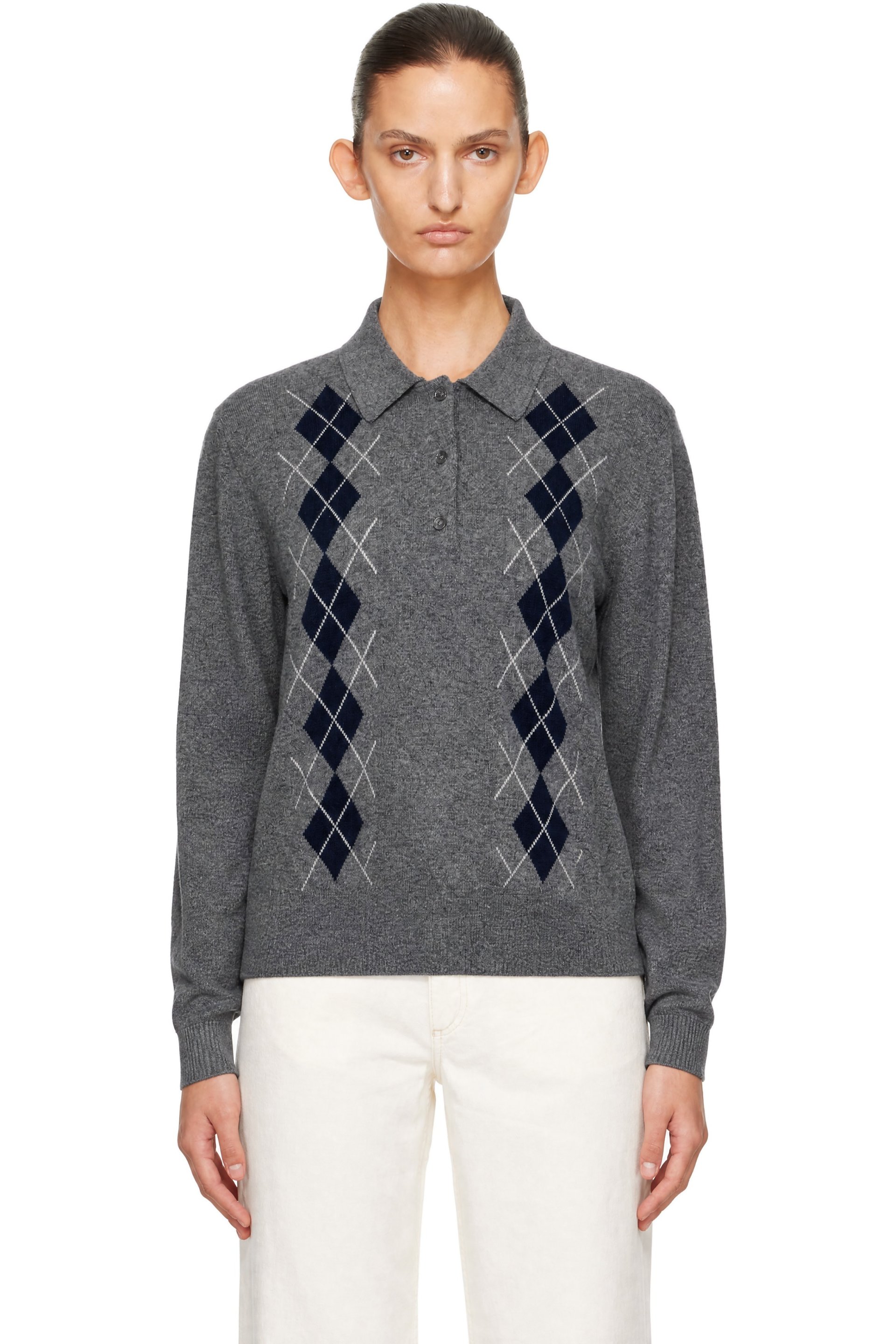 &Daughter - Gray Argyle Polo