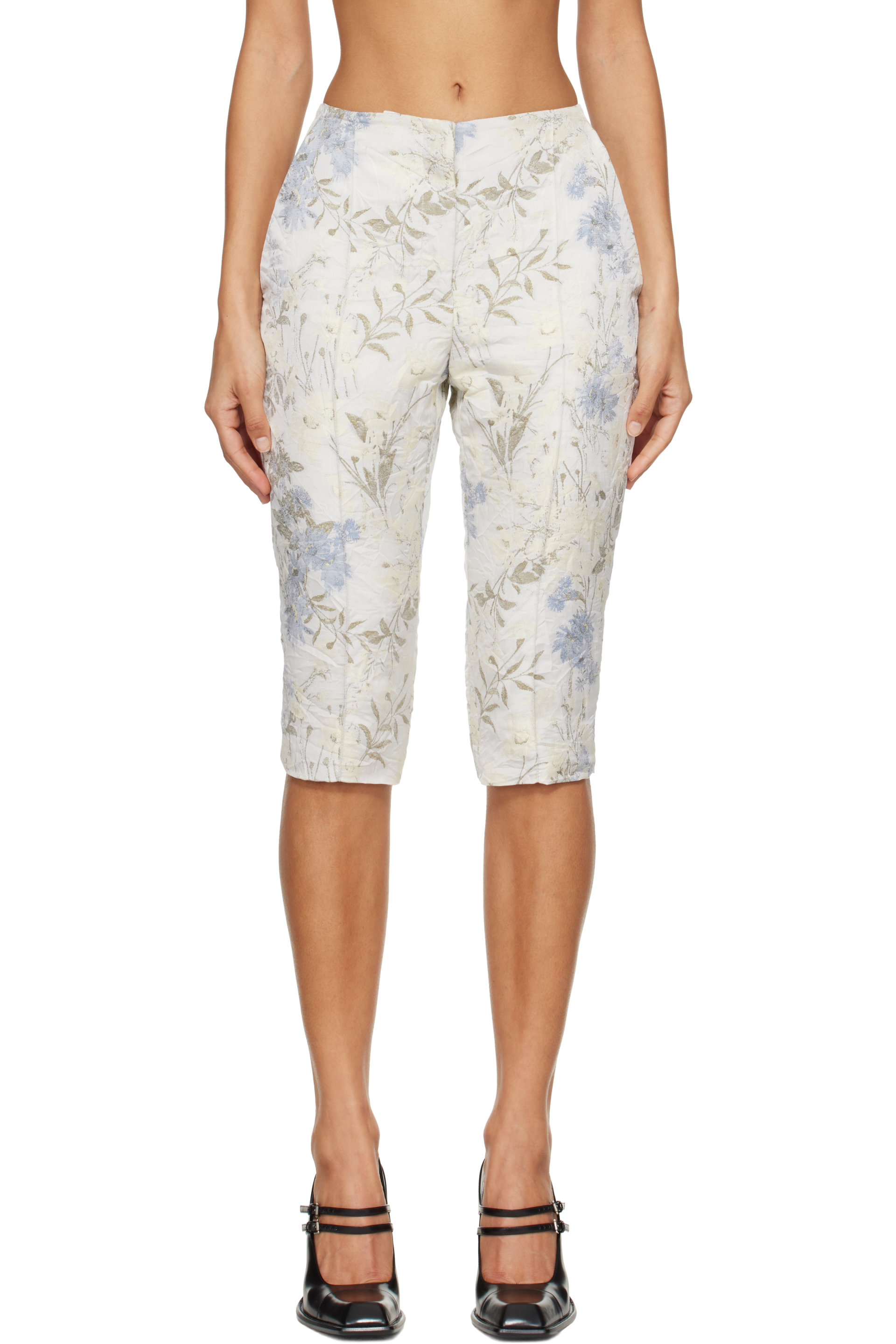 McQueen - White Floral Capri Trousers