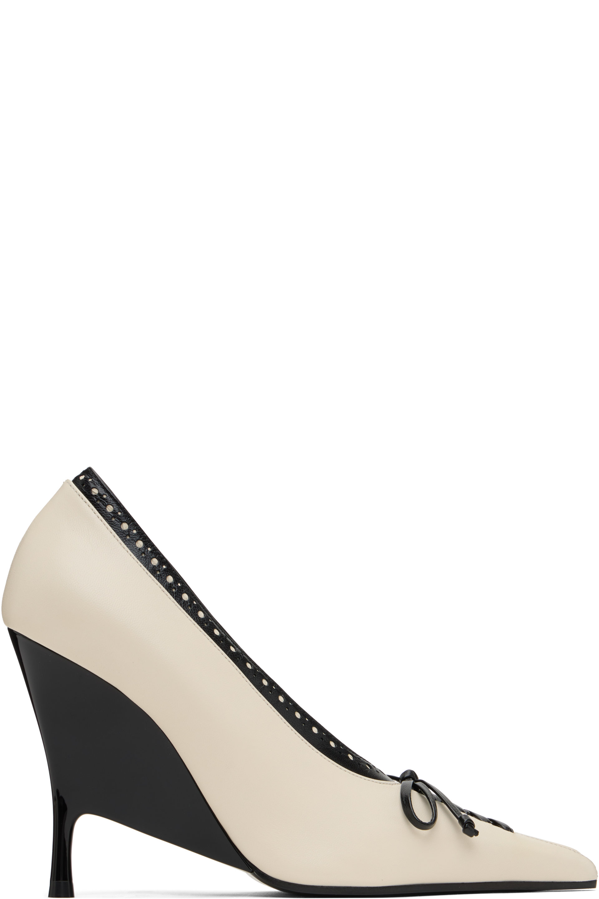McQueen - Off-White & Black Koko Wedge Heels
