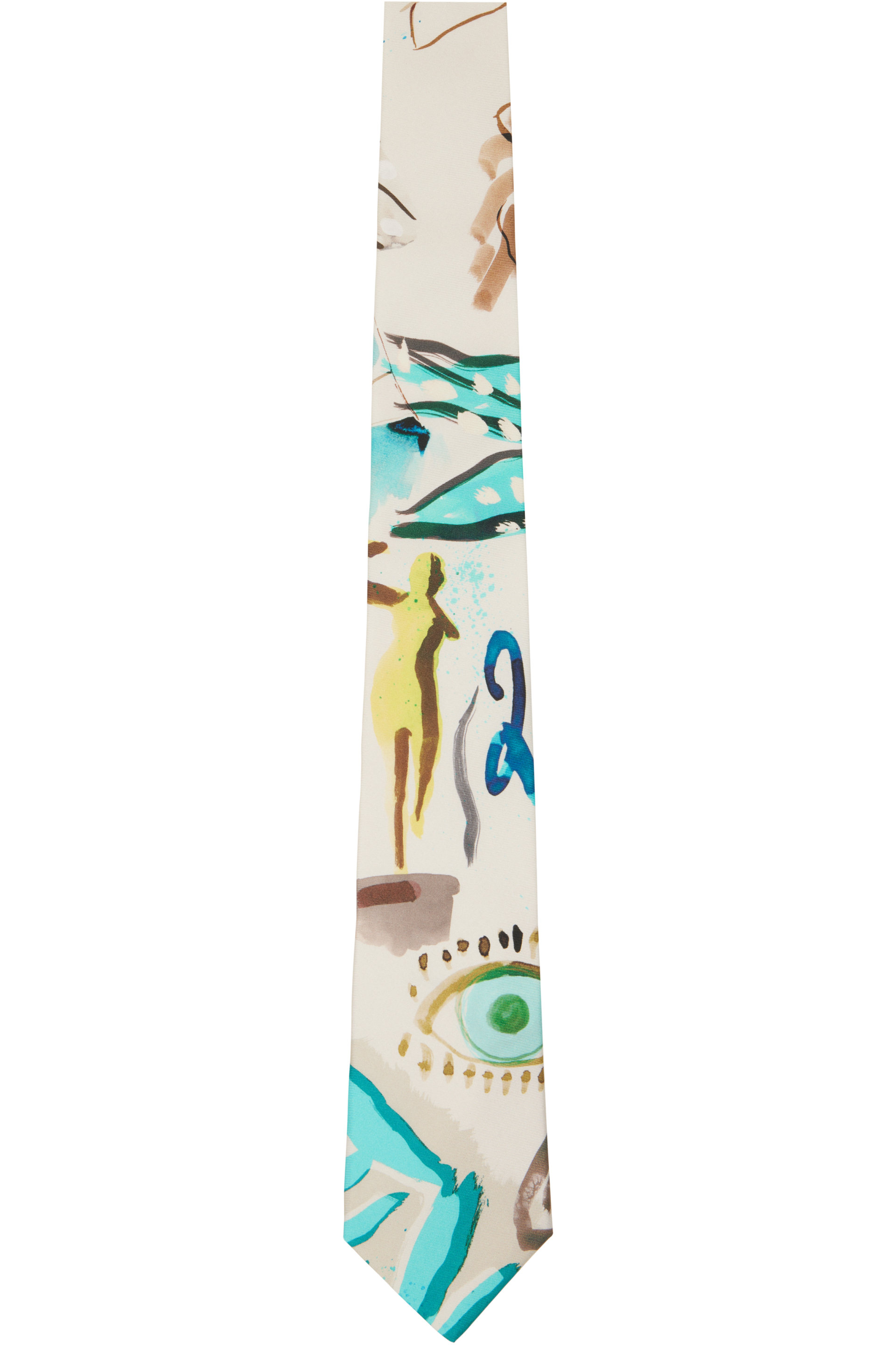 Paul Smith - Cravate blanc cassé en soie à motif Inworks