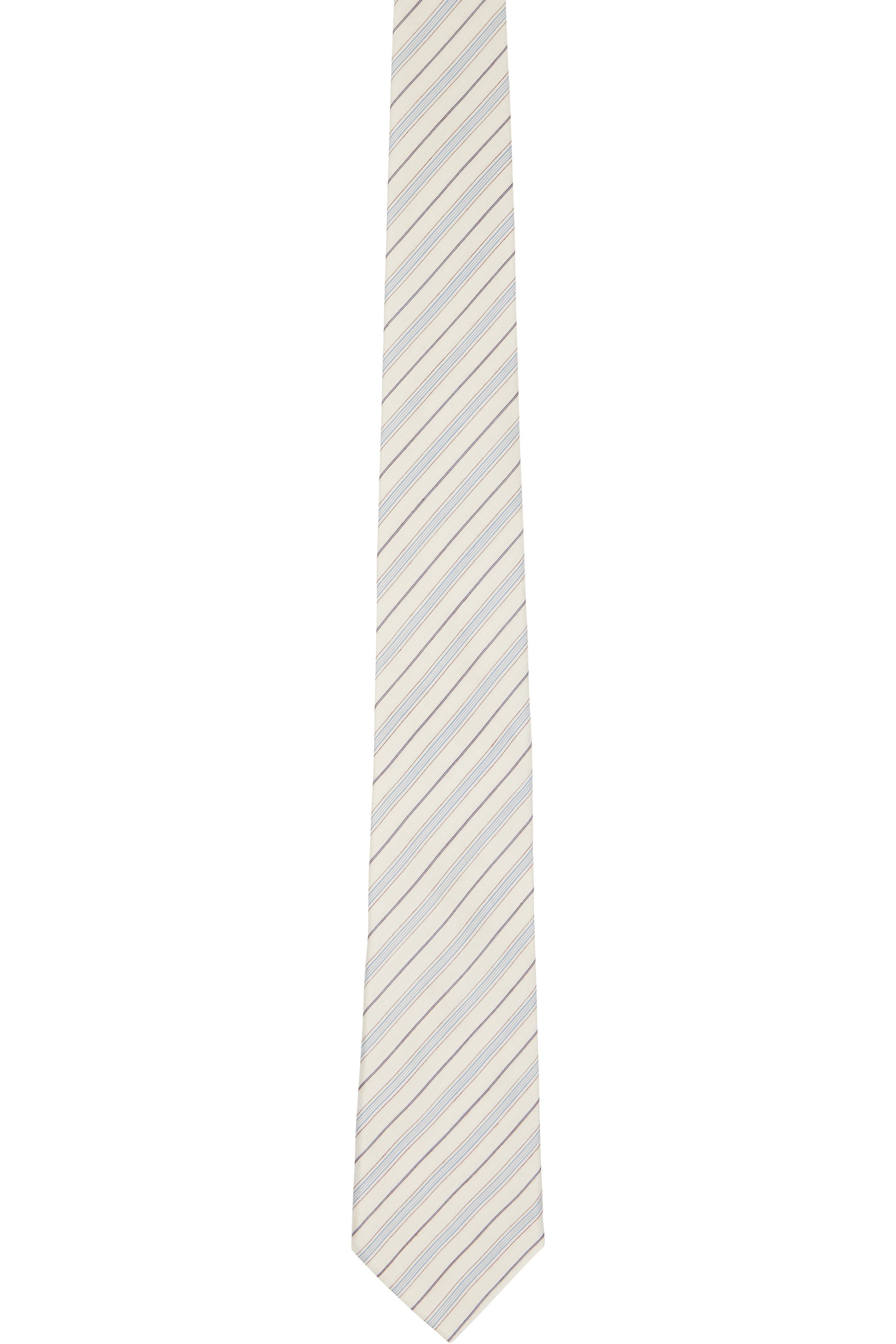 Paul Smith - Off-White & Blue 'Shirting Stripe' Tie