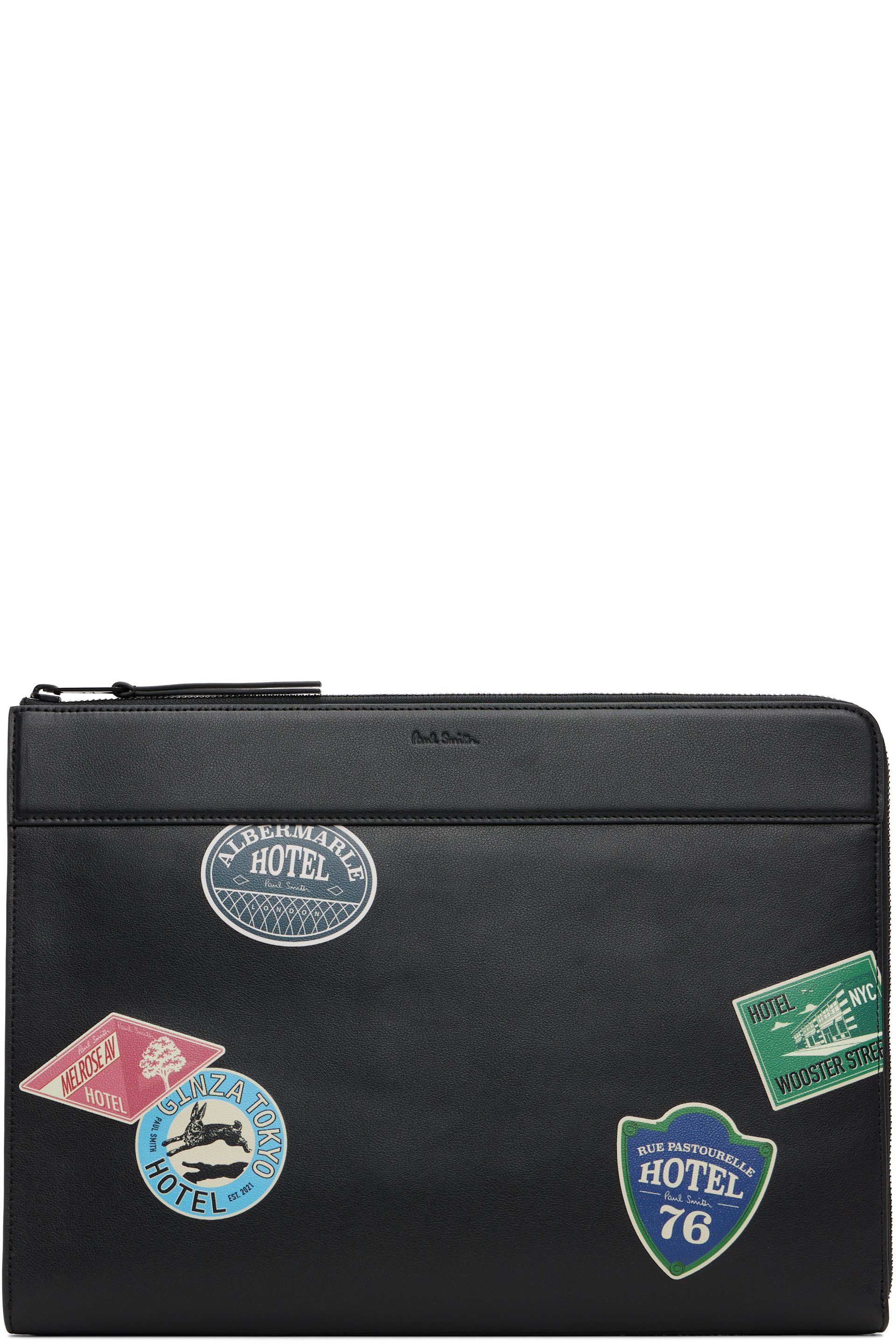 Paul Smith - Black 'Hotel Stickers' Document Case