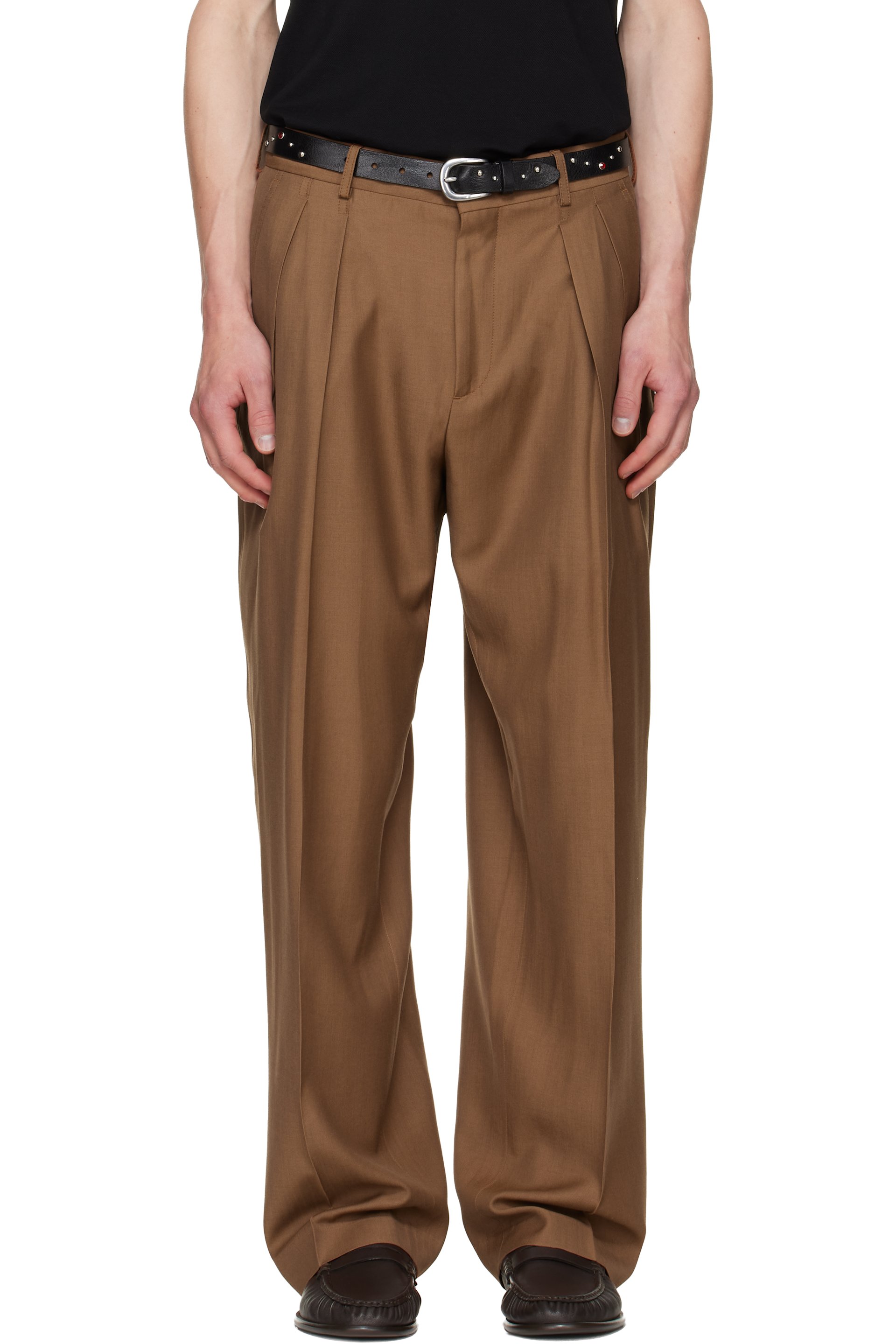 Paul Smith - 棕色 Pleated Wool 长裤