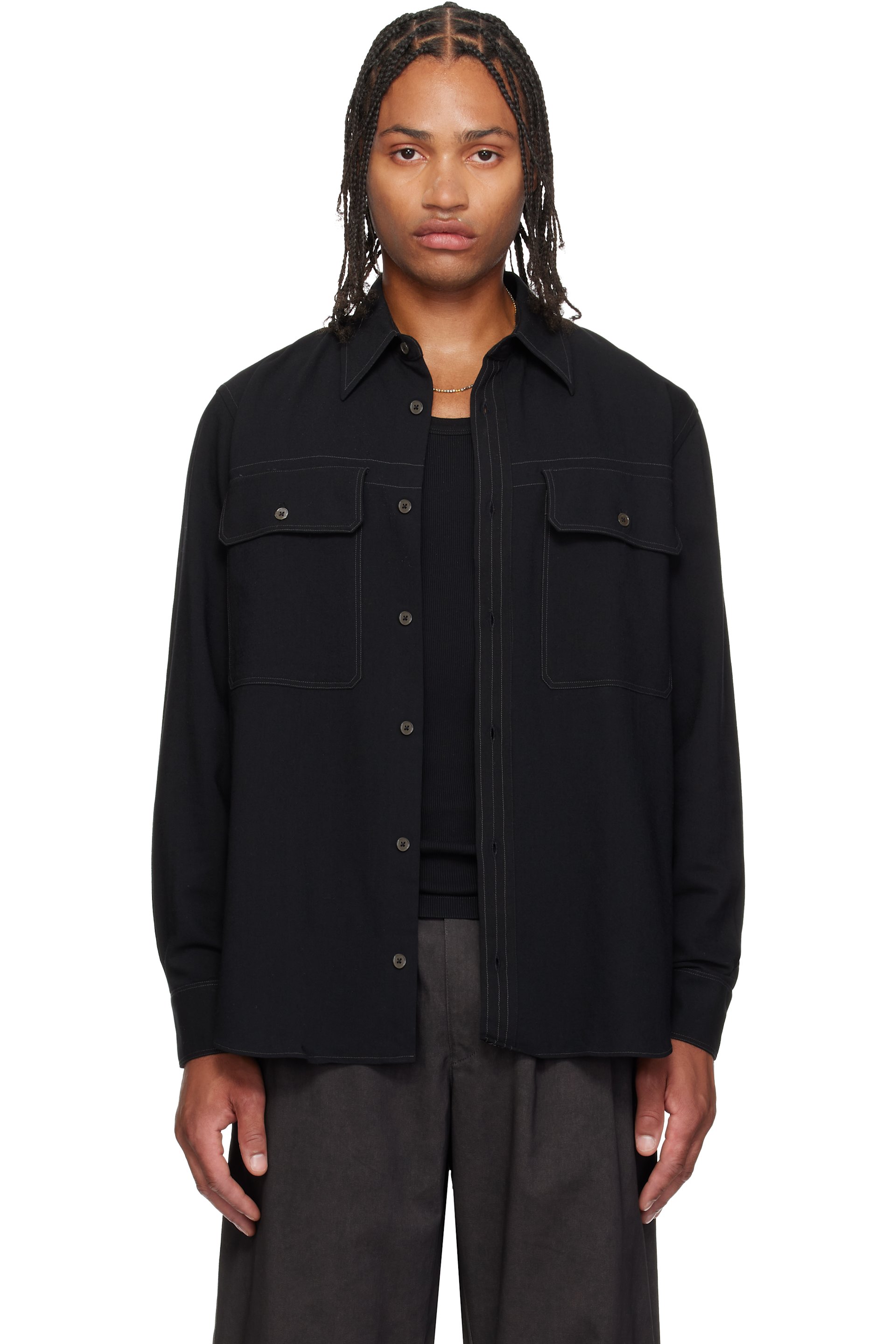 Paul Smith - Black Oversized Viscose-Wool Shirt