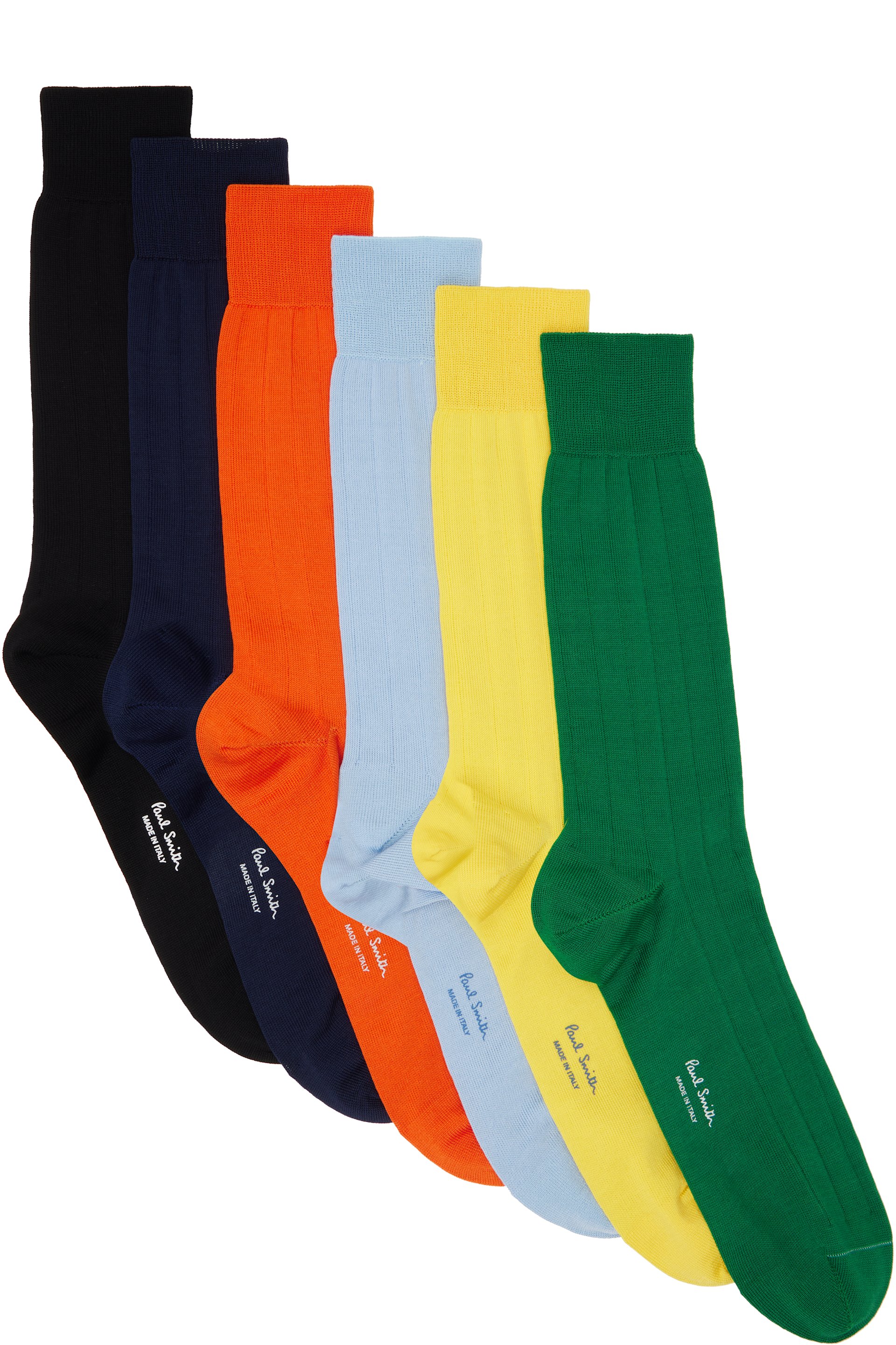 Paul Smith - Six-Pack Multicolor Ribbed Socks