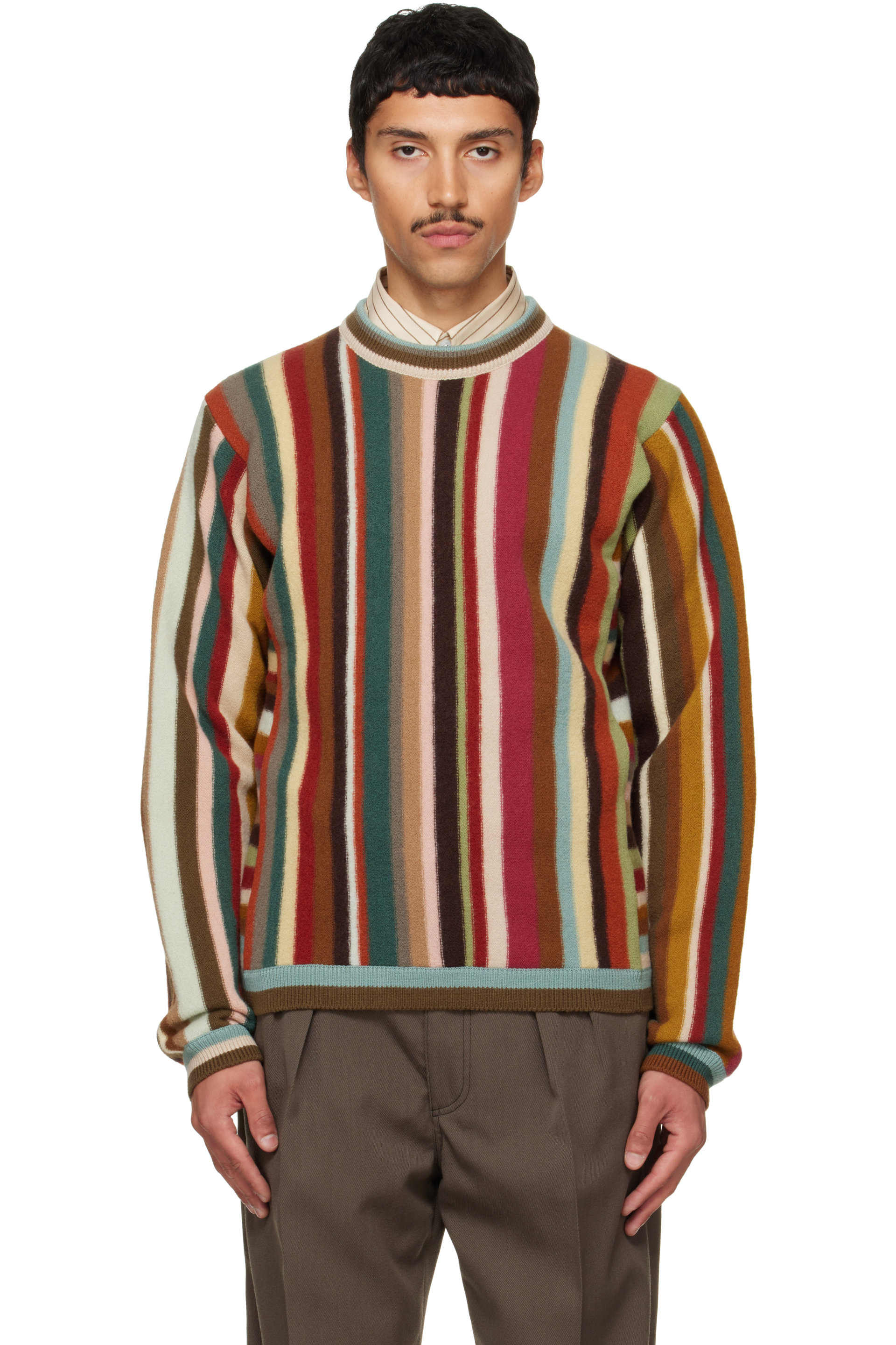 Paul Smith - Pull multicolore en laine mérinos à rayures emblématiques