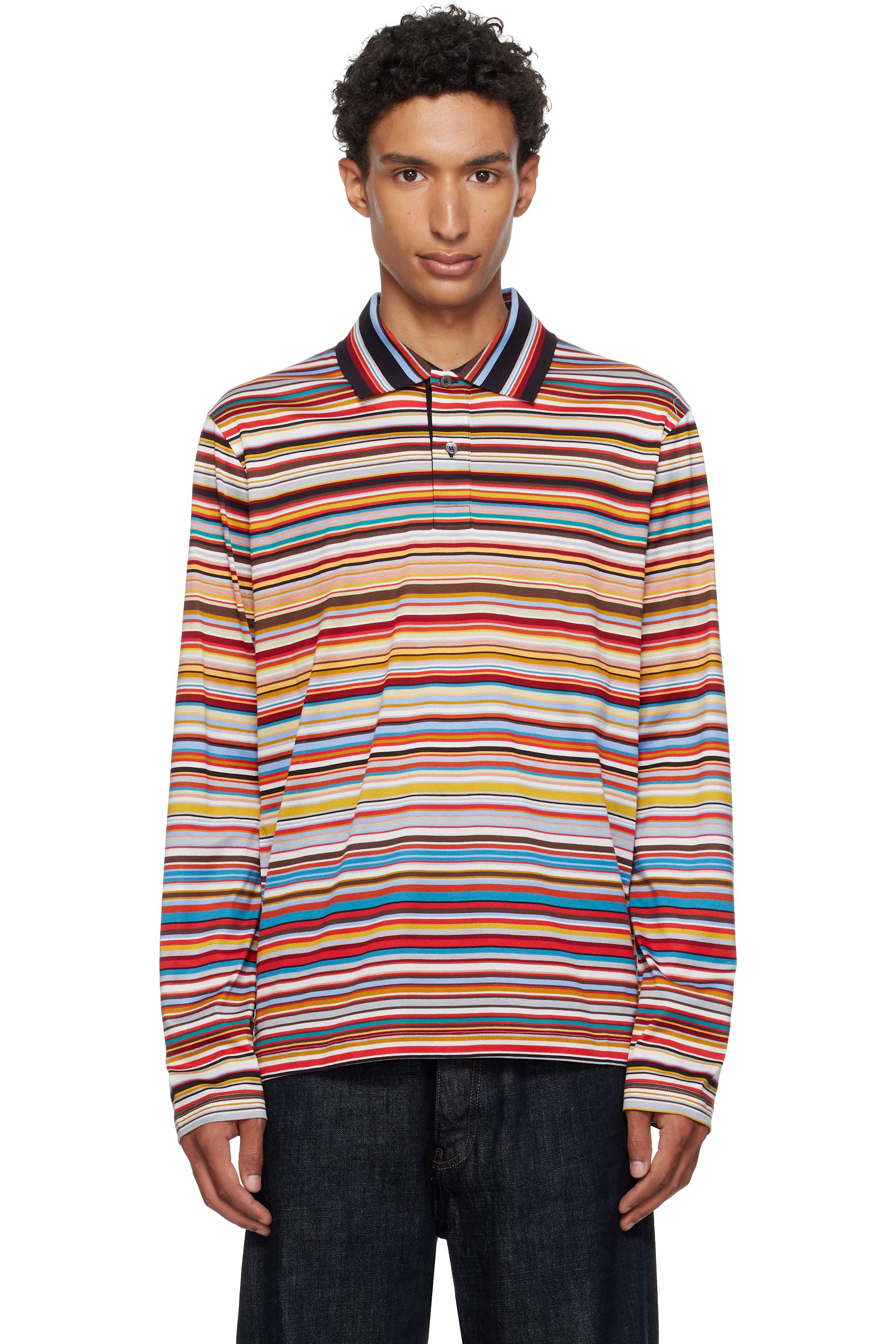 Paul Smith - Multicolor 'Signature Stripe' Long Sleeve Polo