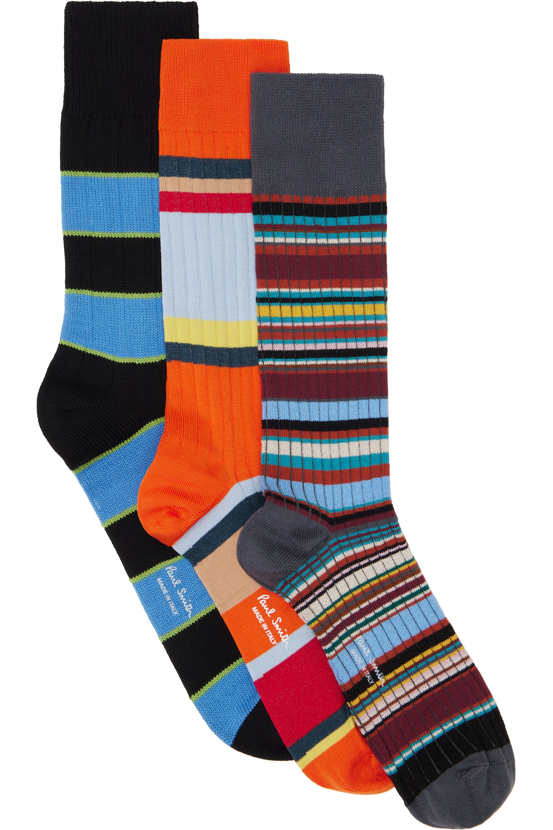Paul Smith - Three-Pack Multicolor Stripe Mix Socks
