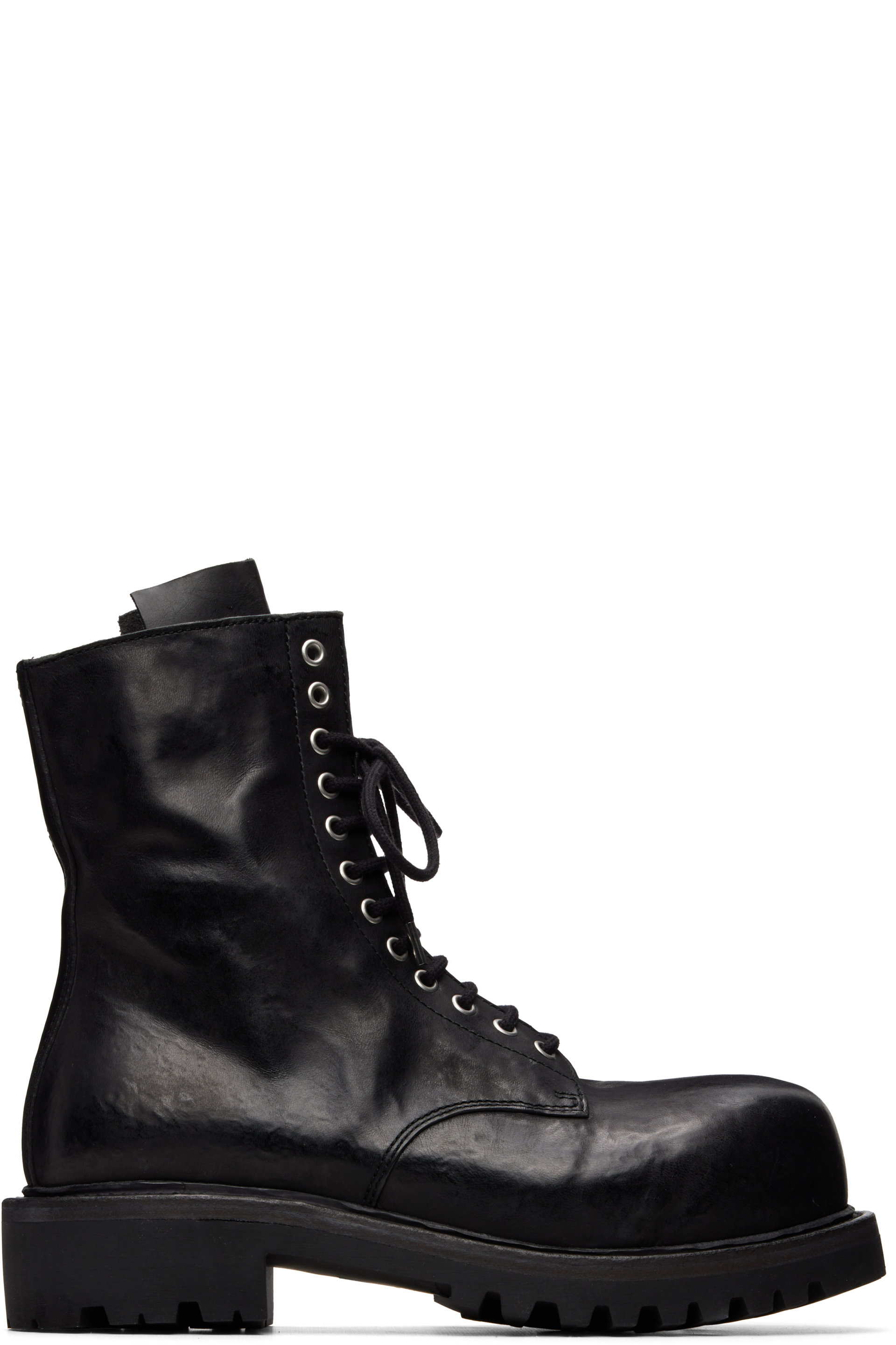 A DICIANNOVEVENTITRE - Bottes militaires Prisma noires en cuir retourné