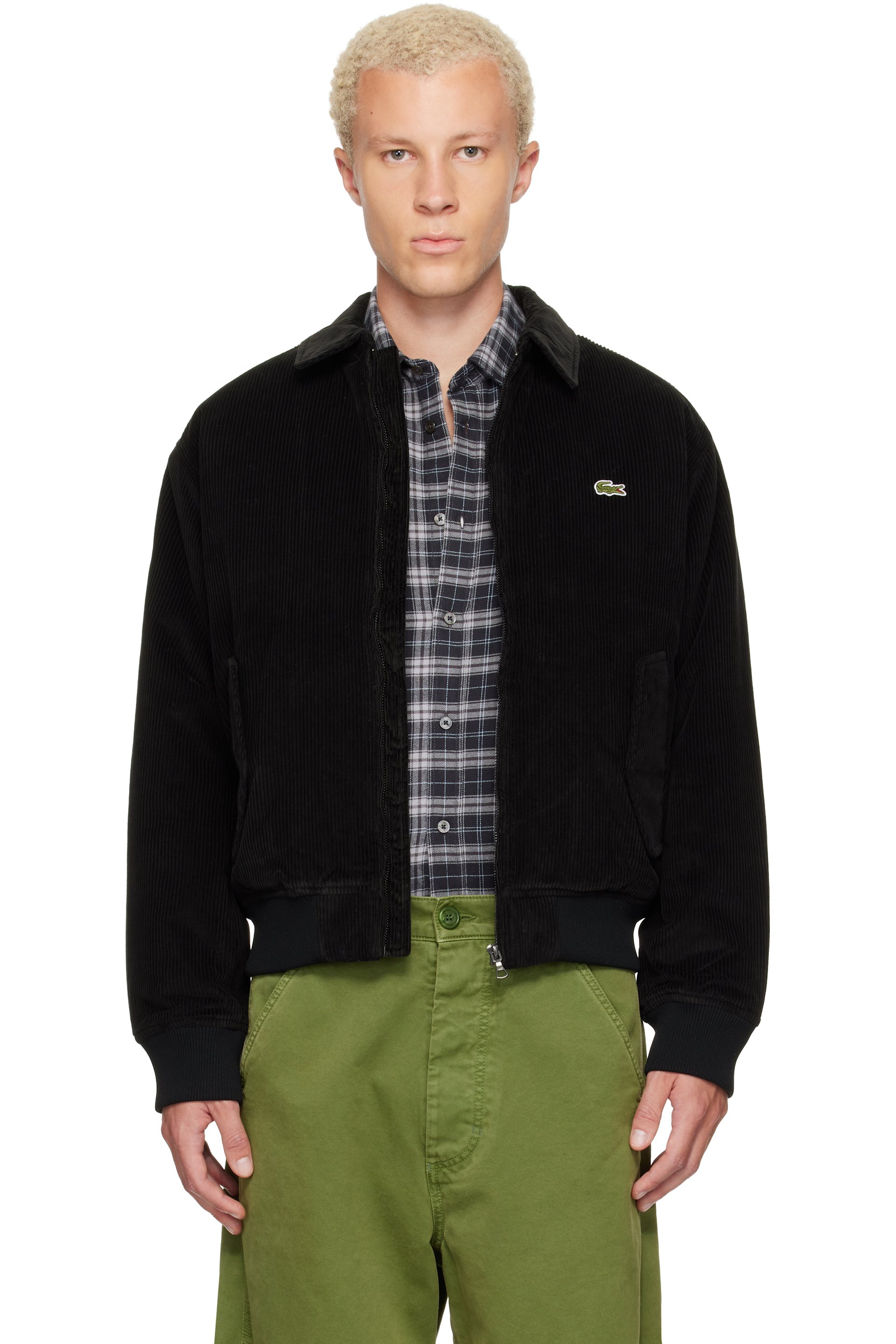 Lacoste - Black Padded Corduroy Bomber Jacket